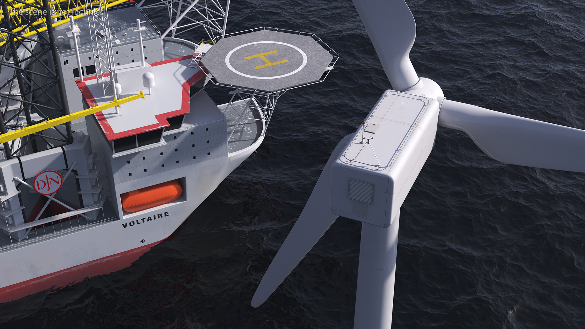 Voltaire Jack Up Installation Vessel with Wind Turbine 3D model