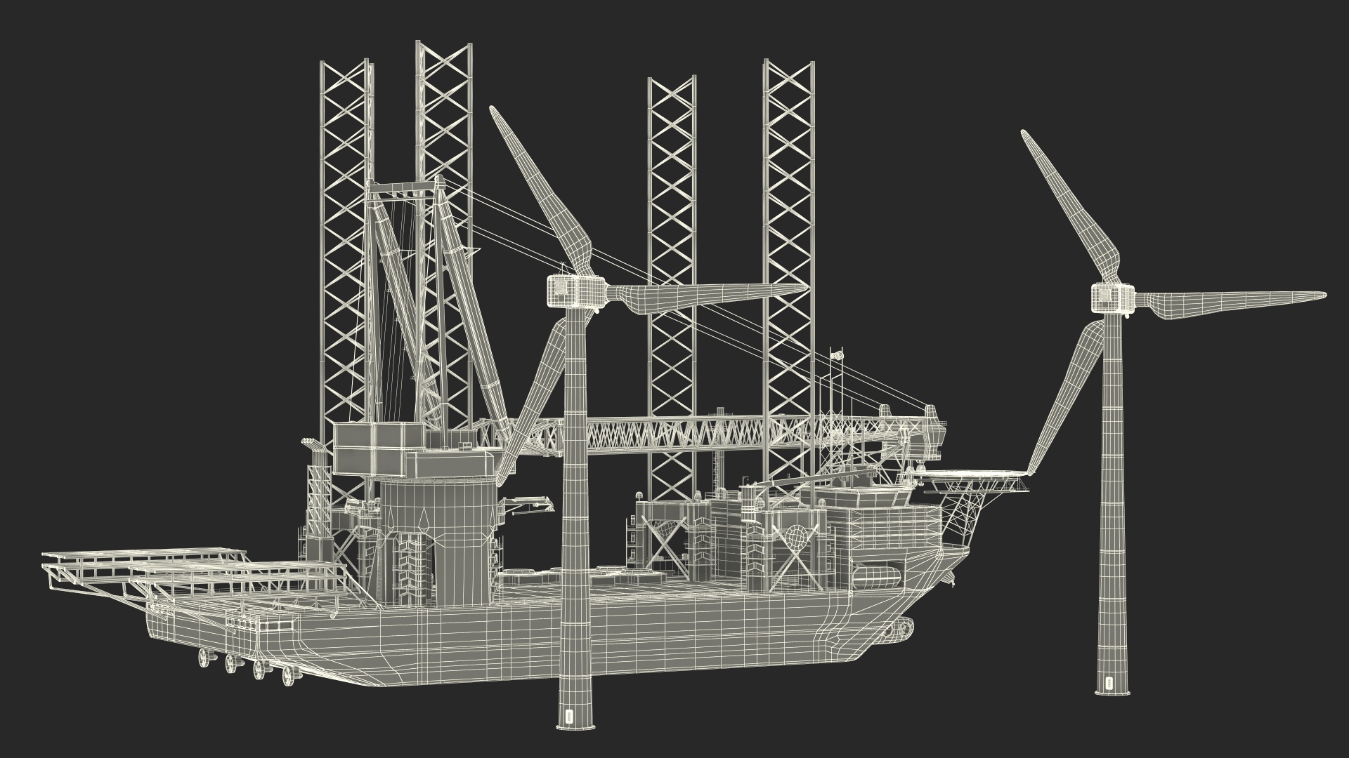 Voltaire Jack Up Installation Vessel with Wind Turbine 3D model