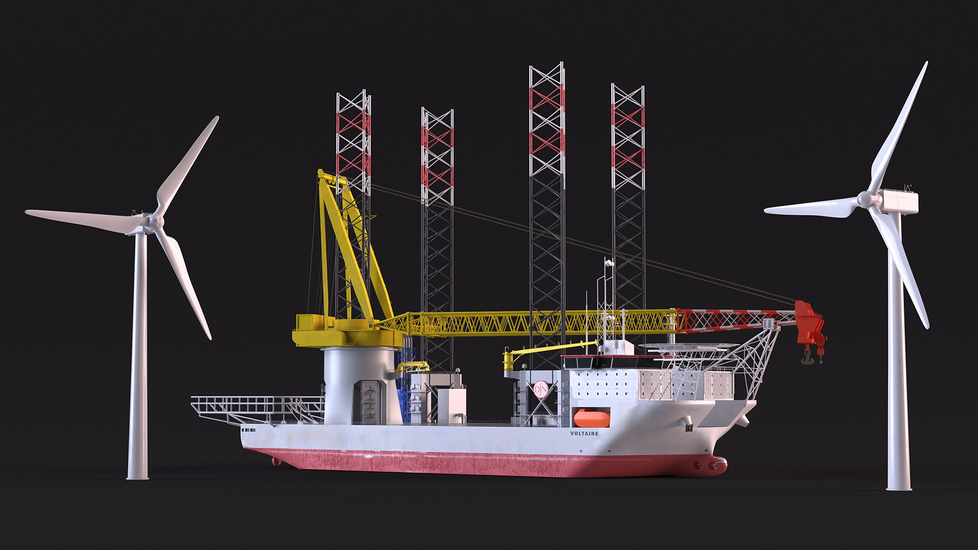 Voltaire Jack Up Installation Vessel with Wind Turbine 3D model