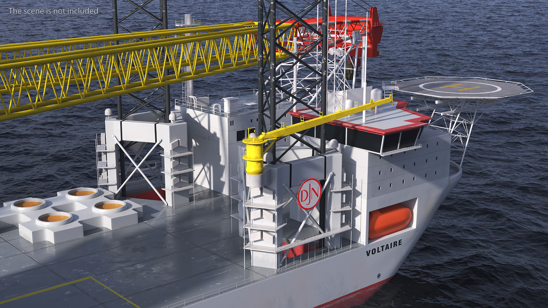 Voltaire Jack Up Installation Vessel with Wind Turbine 3D model