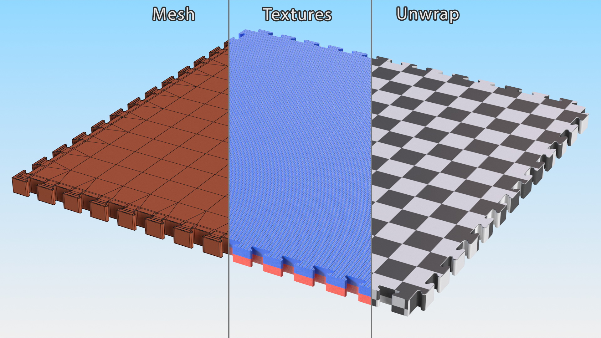 3D Tatami Puzzle Blue and Red