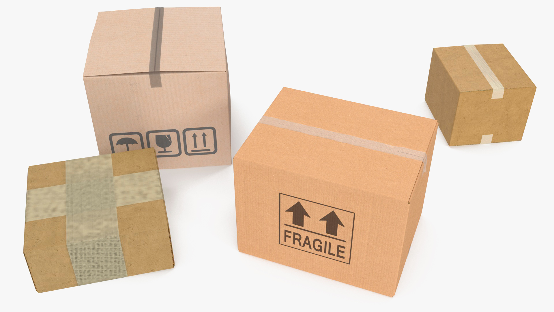 3D Stacked Cardboard Boxes model