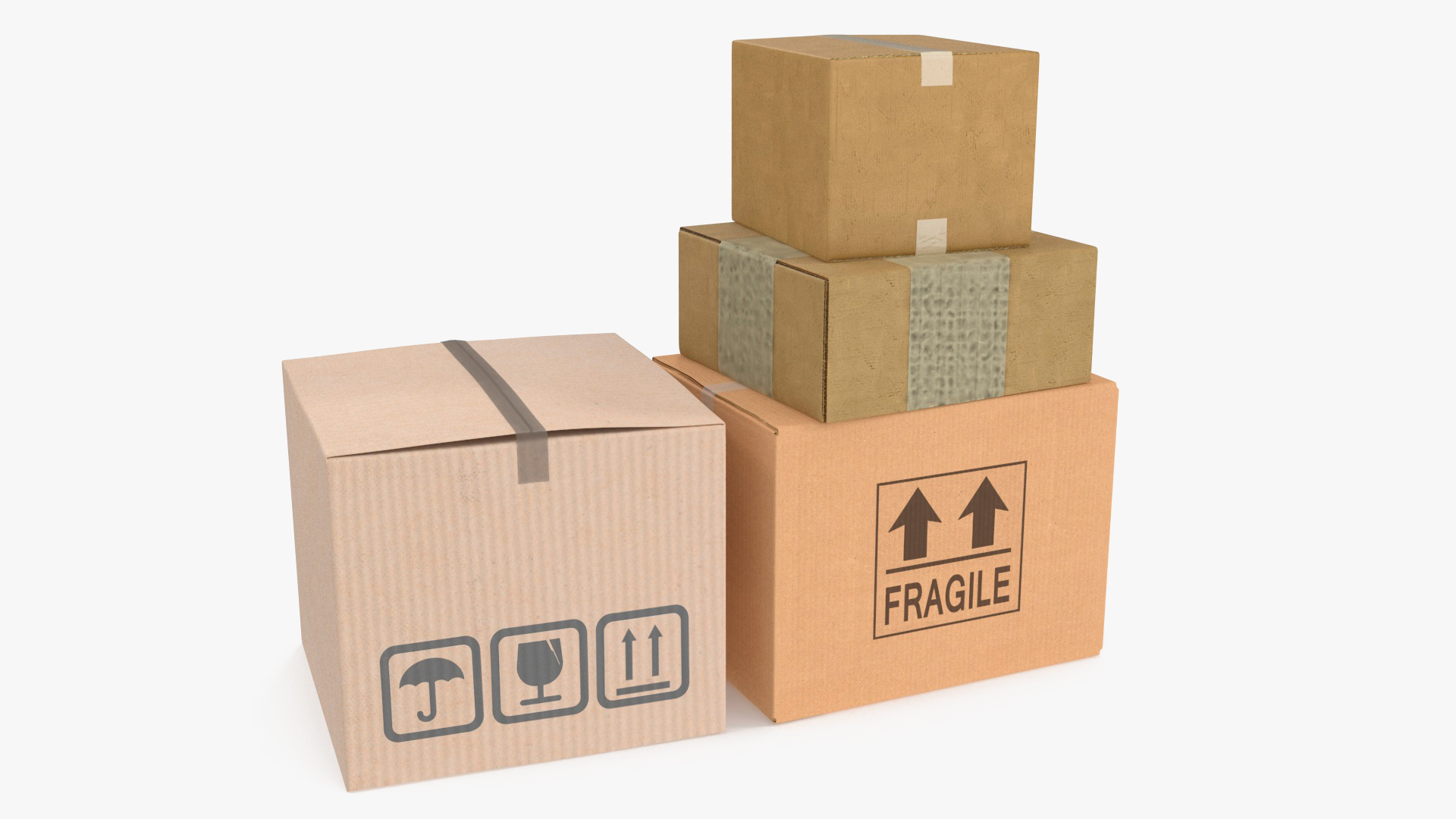 3D Stacked Cardboard Boxes model