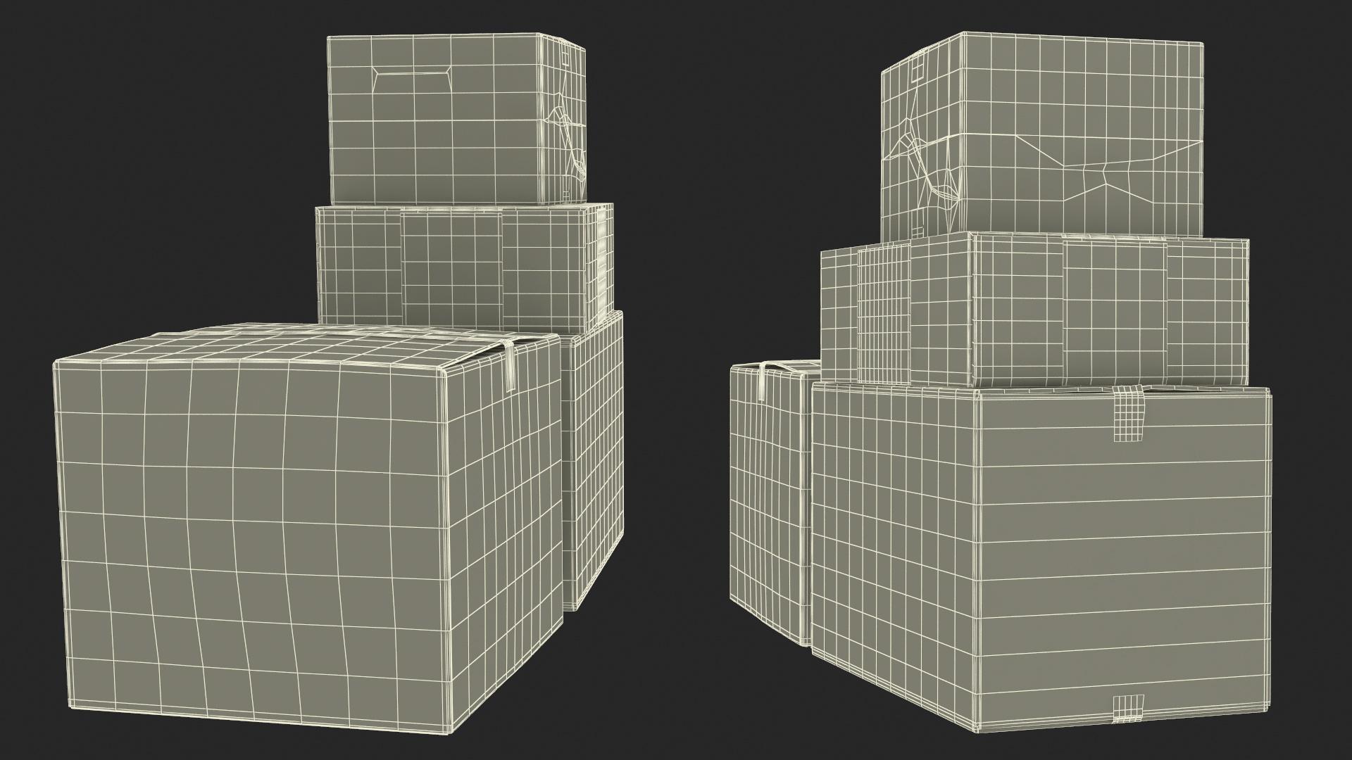 3D Stacked Cardboard Boxes model