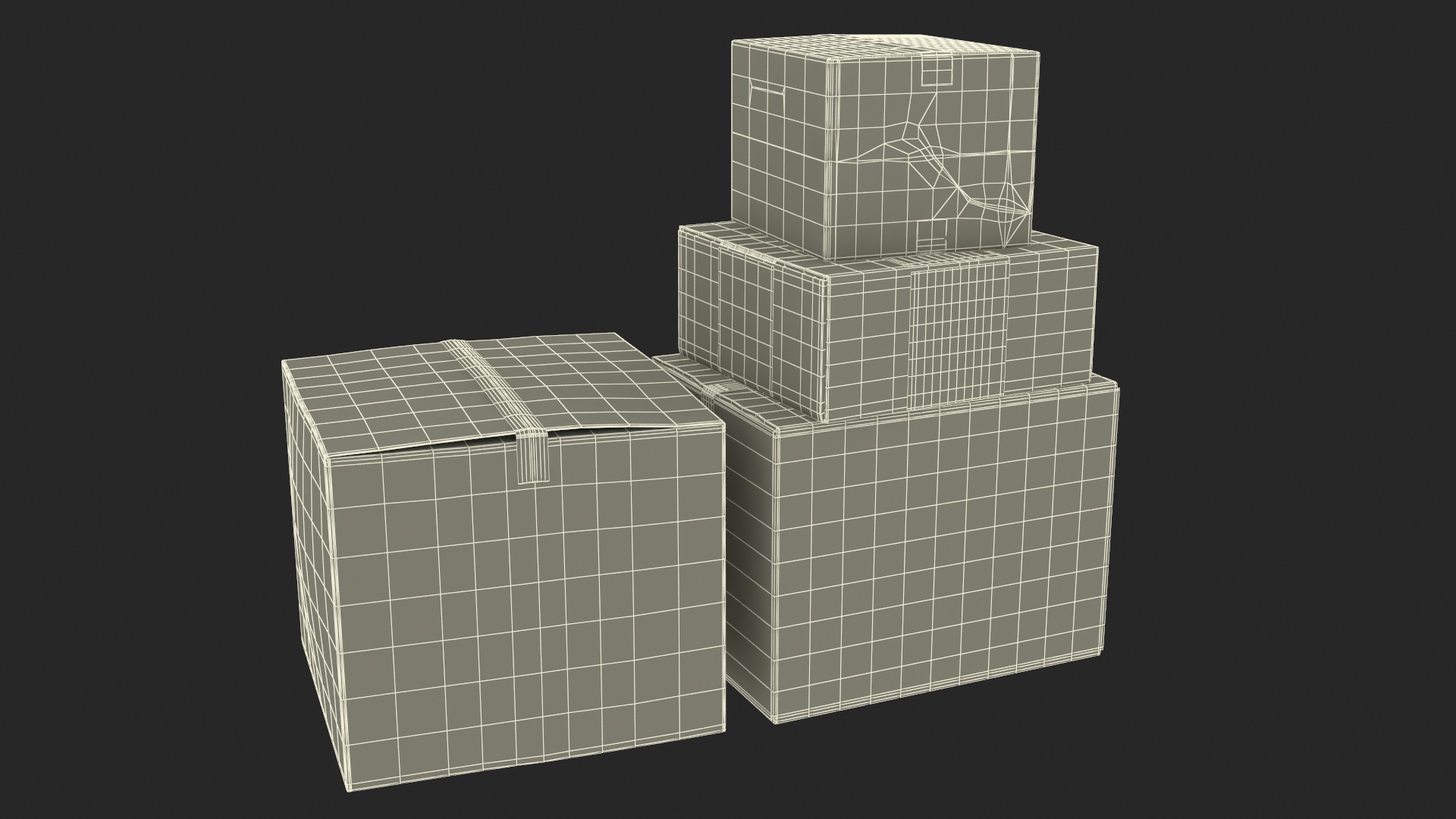 3D Stacked Cardboard Boxes model