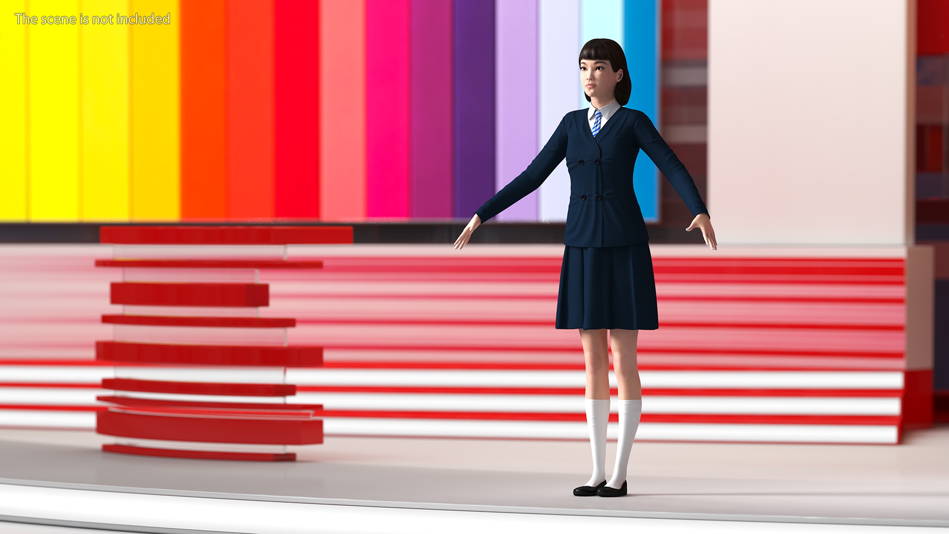 3D model Chinese Schoolgirl T-pose