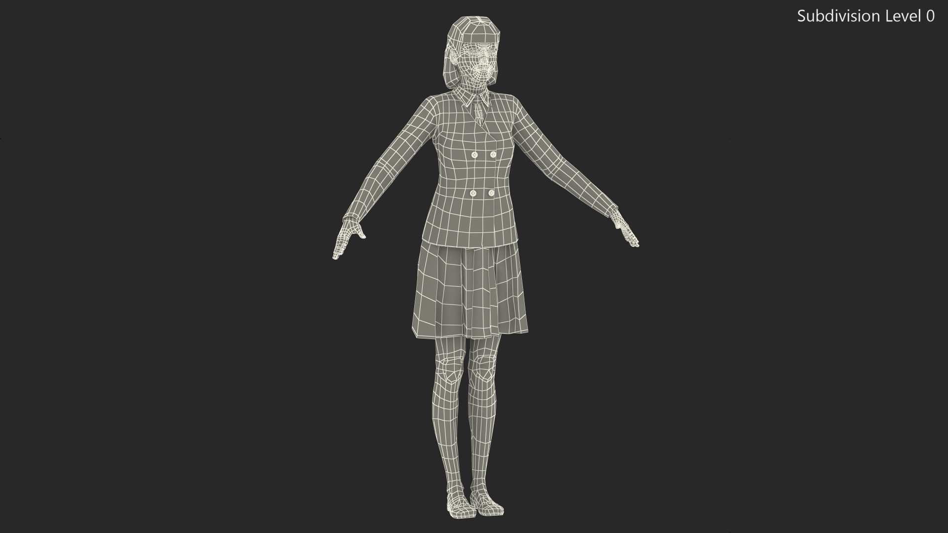 3D model Chinese Schoolgirl T-pose