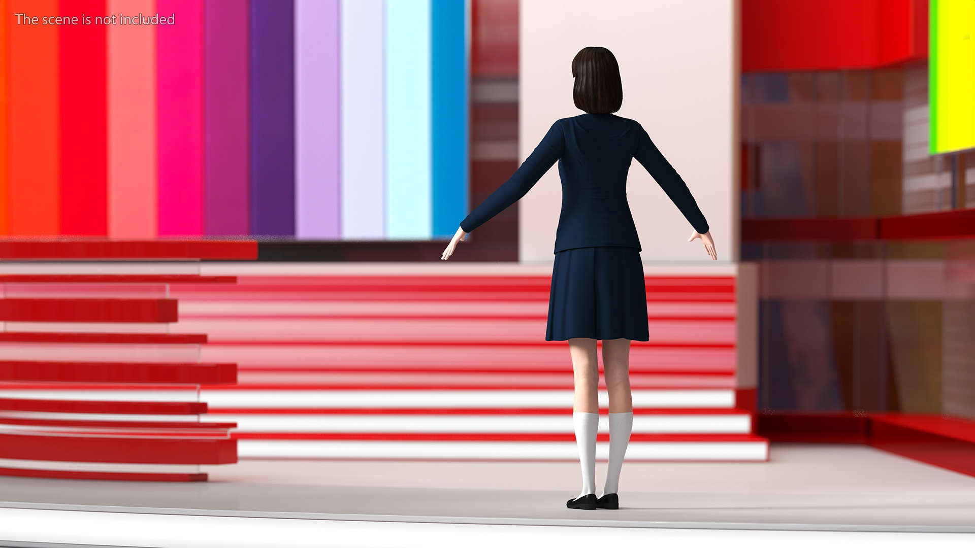 3D model Chinese Schoolgirl T-pose