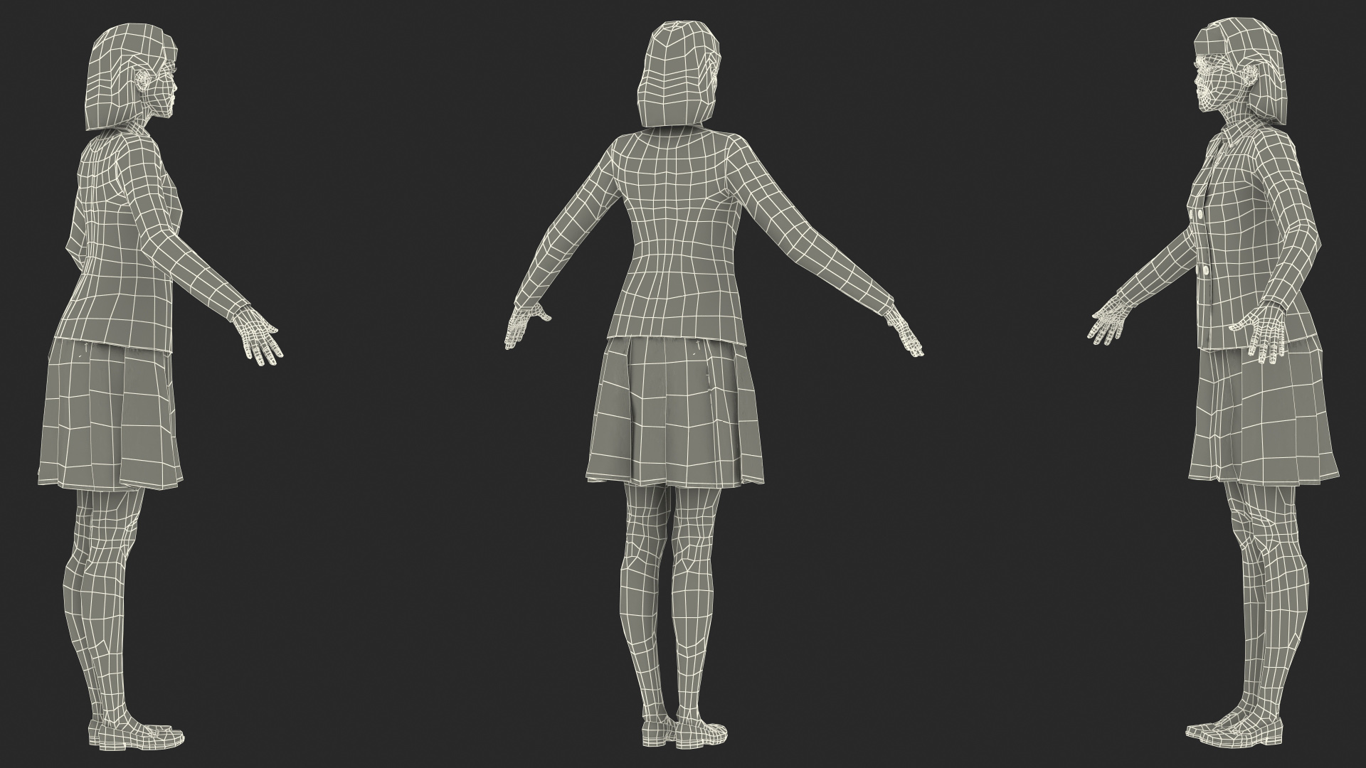 3D model Chinese Schoolgirl T-pose