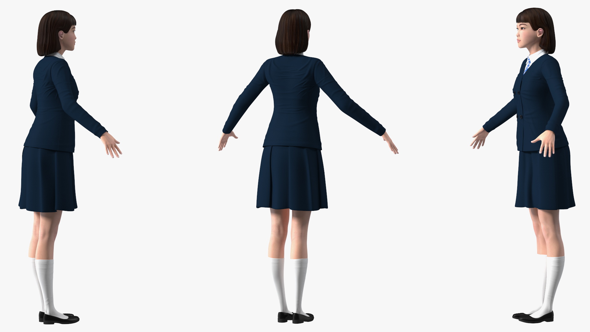 3D model Chinese Schoolgirl T-pose