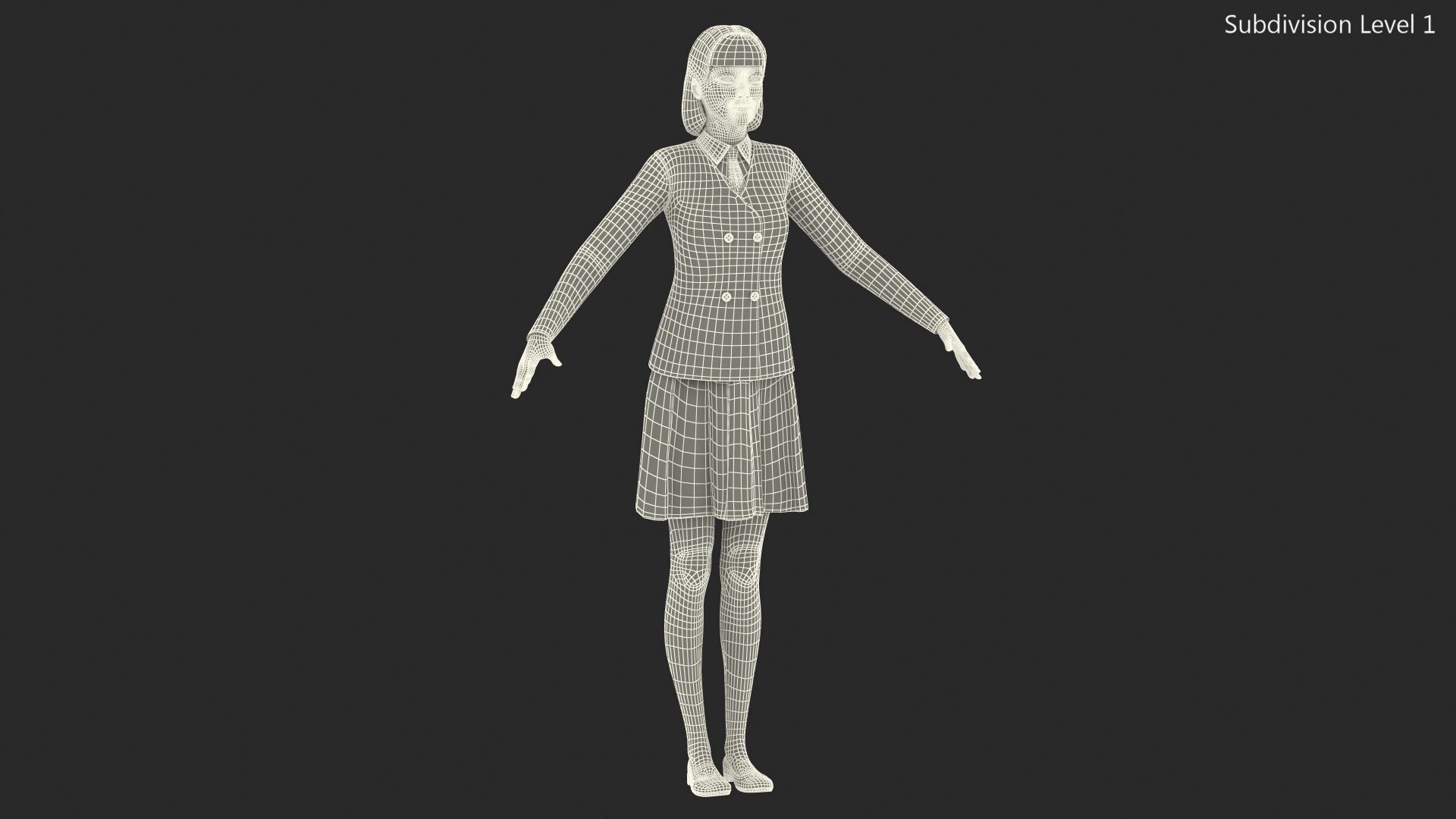 3D model Chinese Schoolgirl T-pose