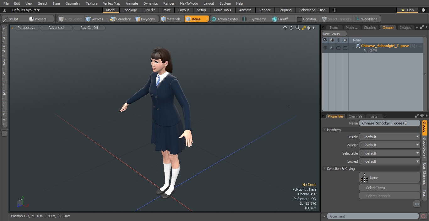 3D model Chinese Schoolgirl T-pose