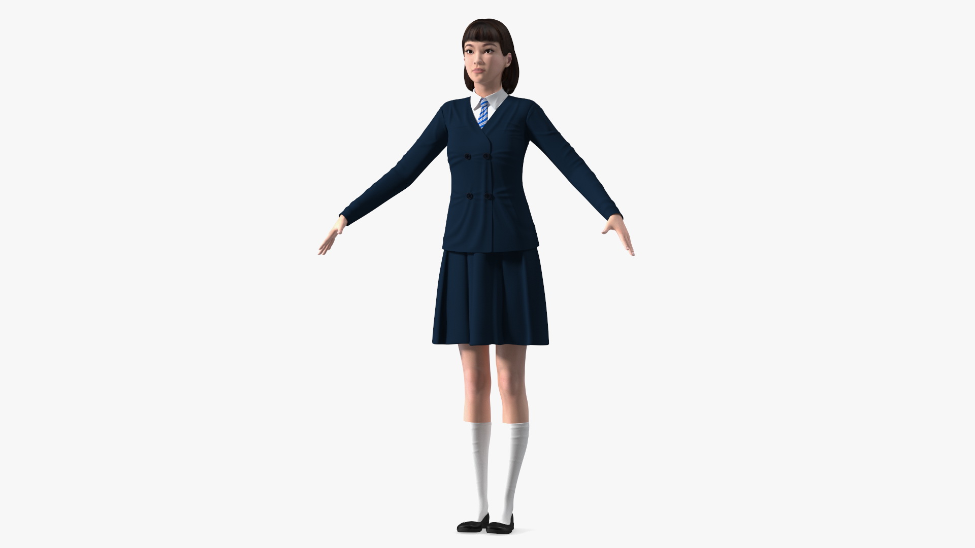 3D model Chinese Schoolgirl T-pose