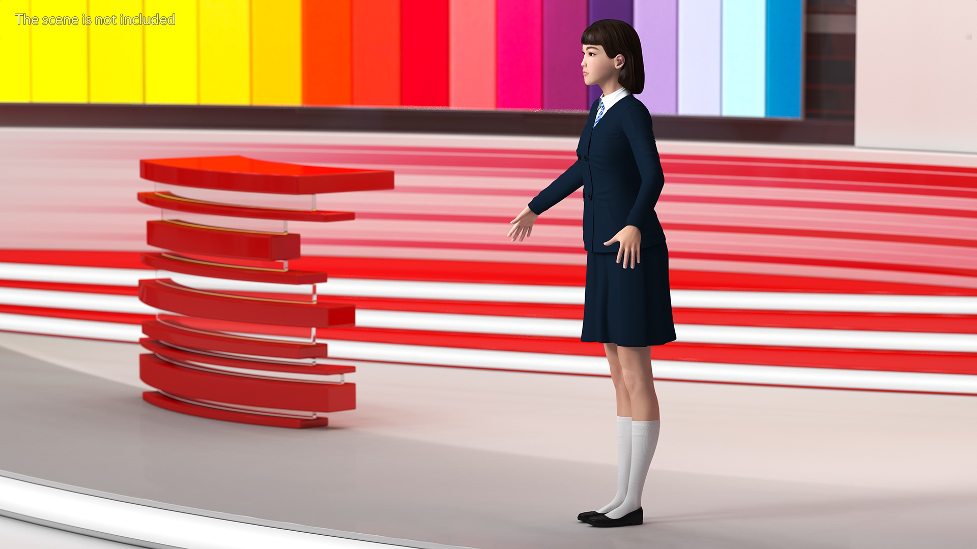 3D model Chinese Schoolgirl T-pose