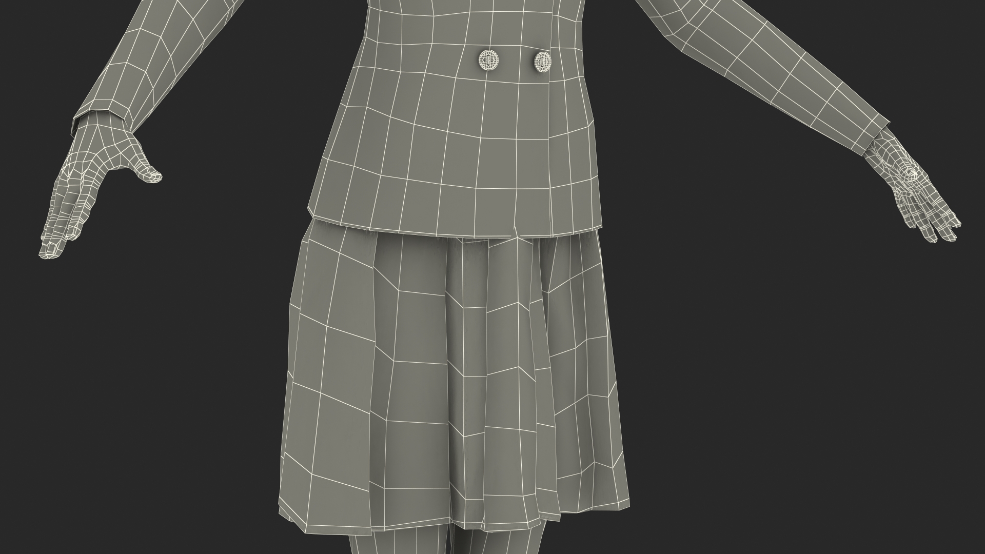 3D model Chinese Schoolgirl T-pose