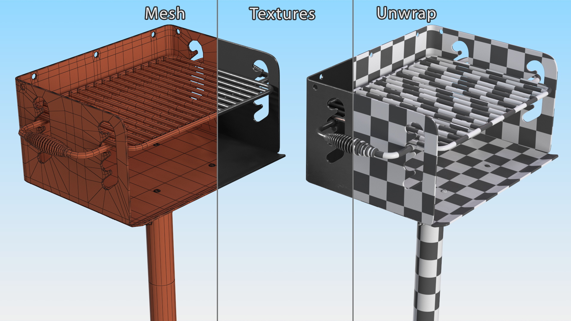 3D model Steel Charcoal Park Grill