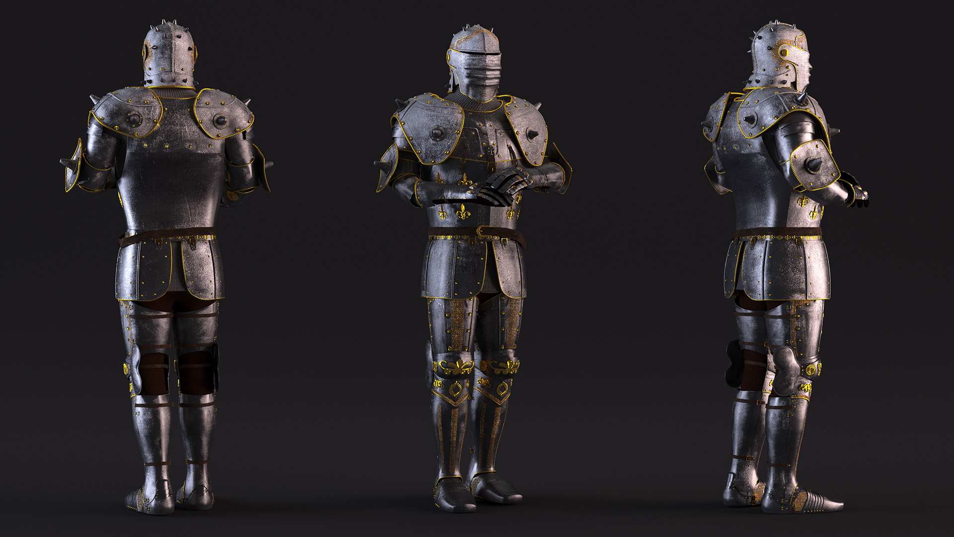 3D model Medieval Knight Armor Suit with Intricate Patterns