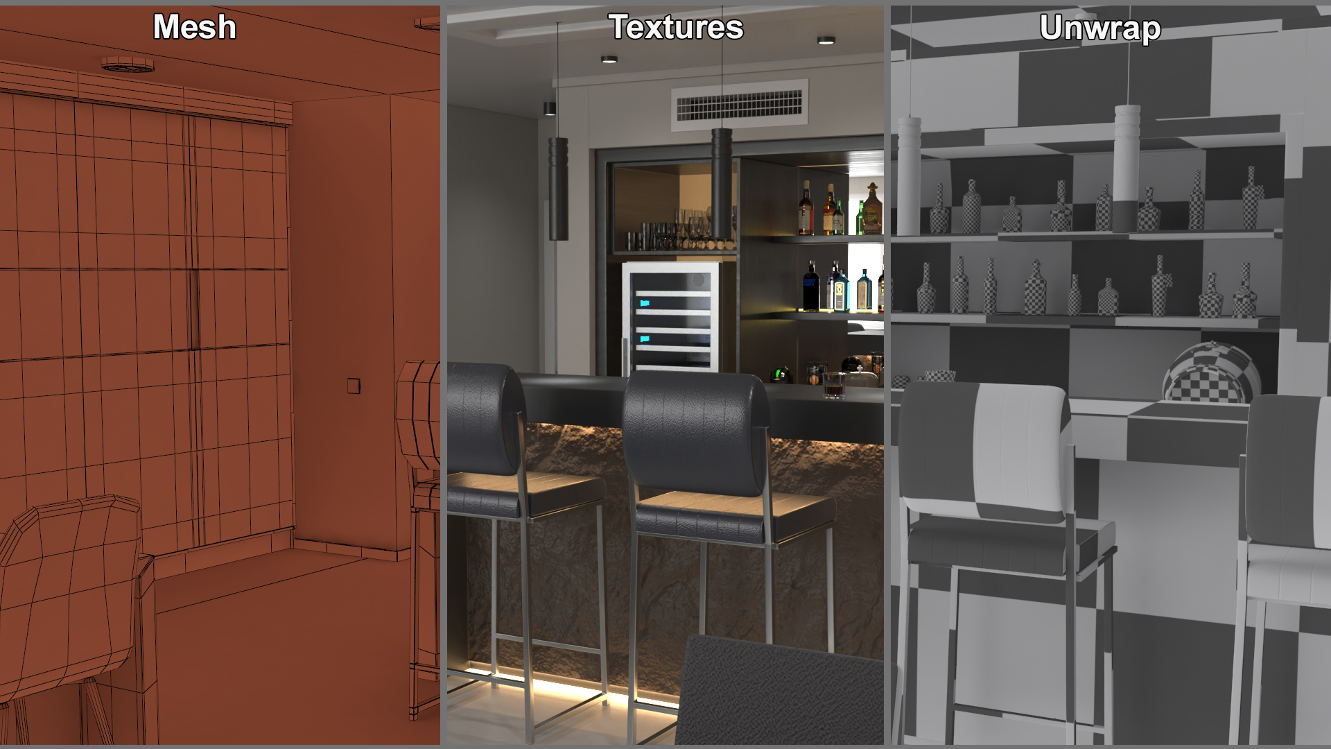 3D model Interior Private Home Bar