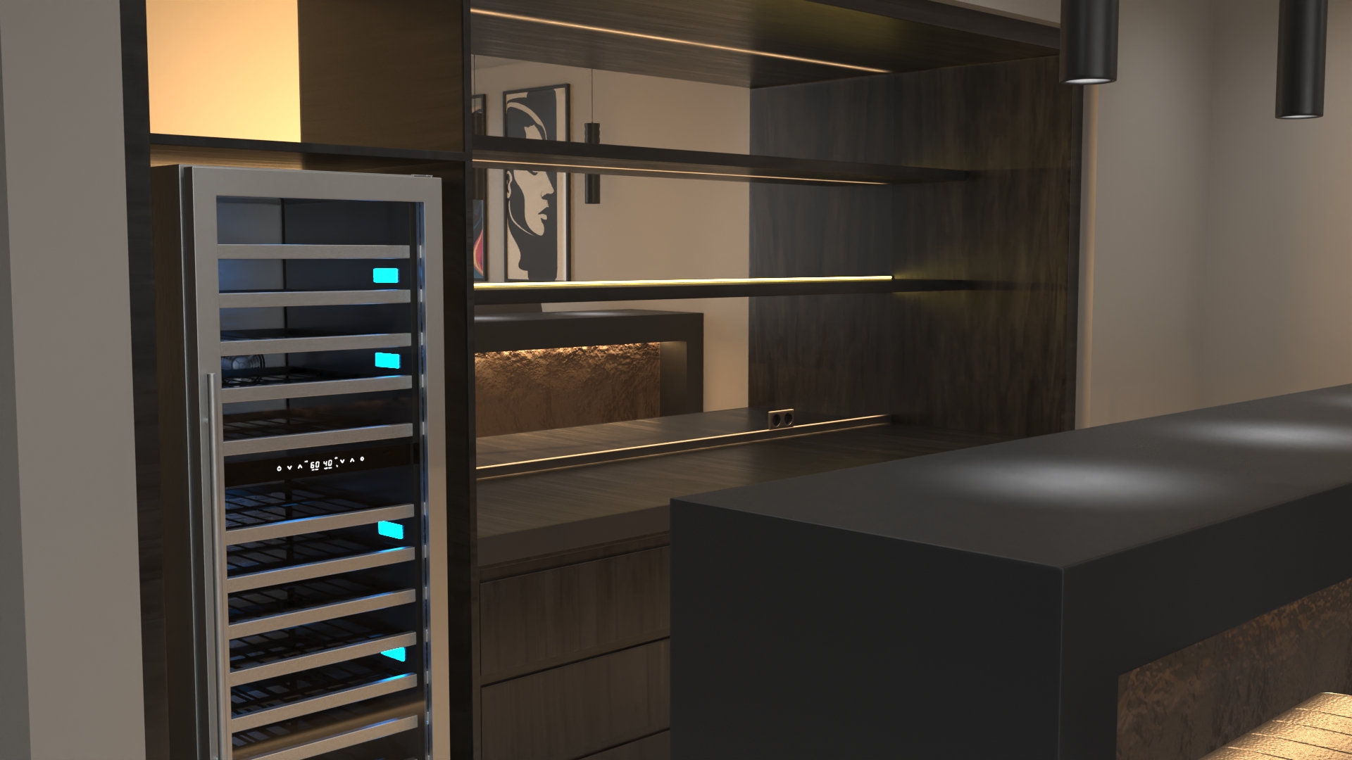 3D model Interior Private Home Bar