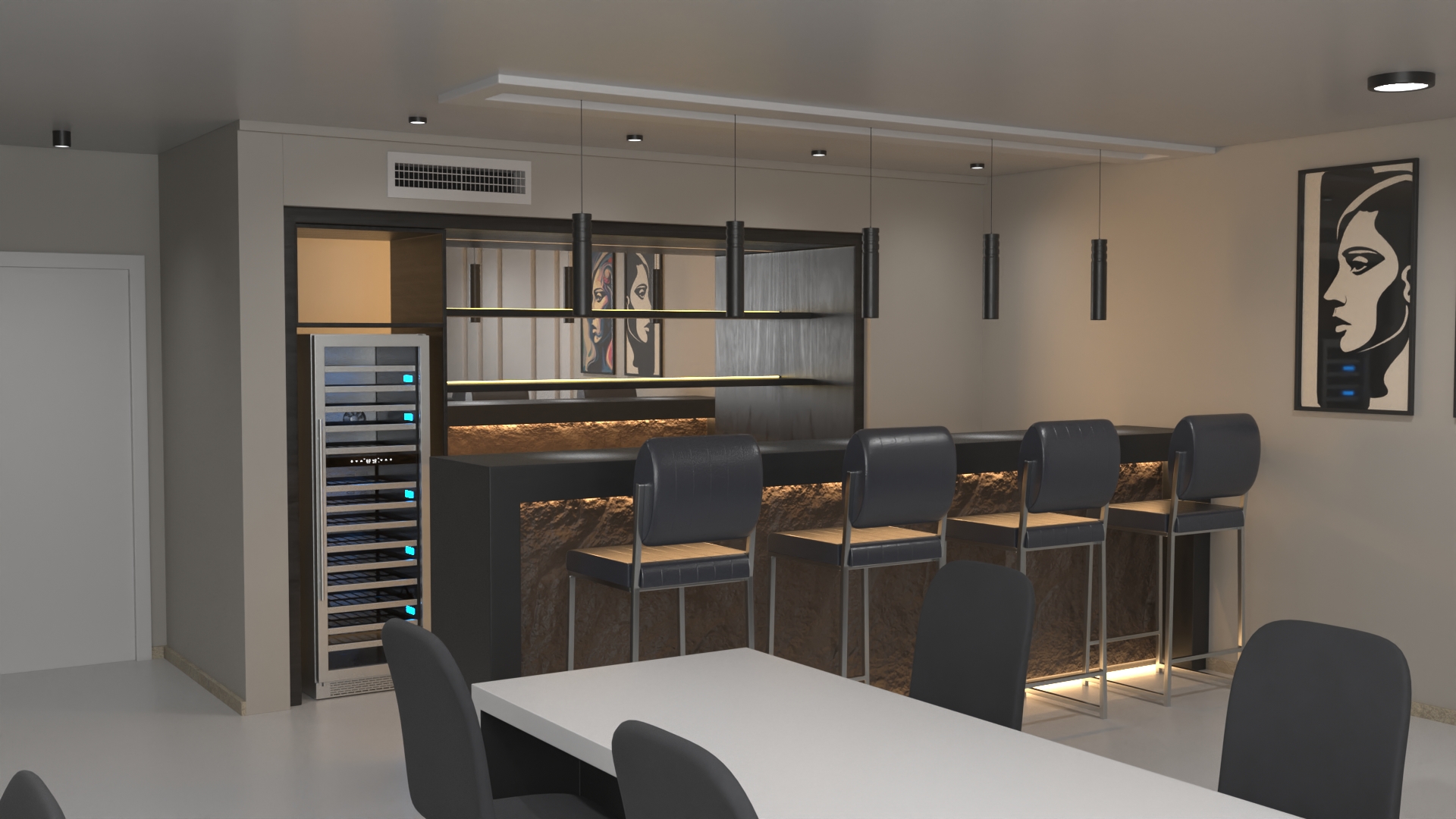 3D model Interior Private Home Bar