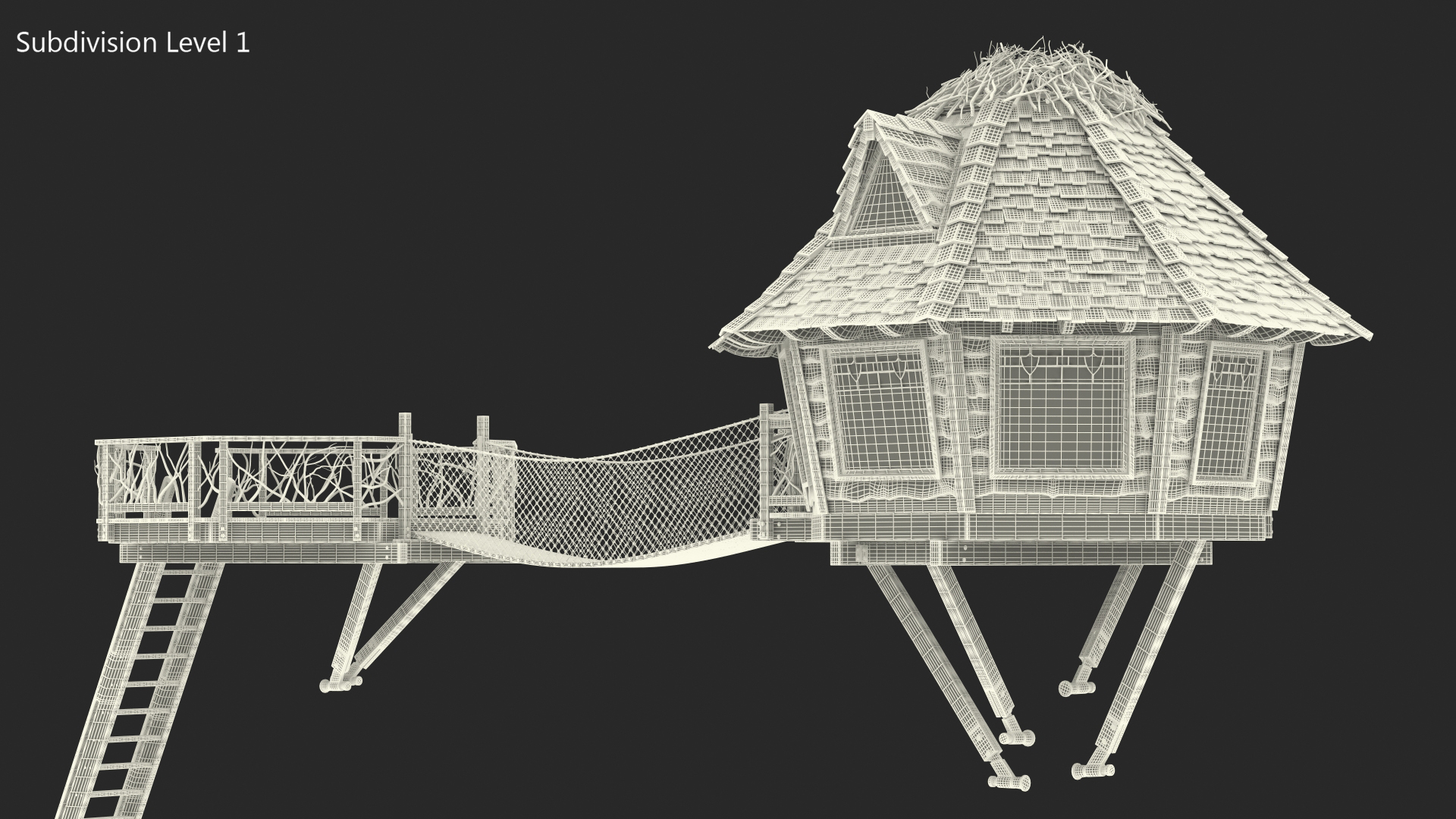 3D Wooden Tree House Large model