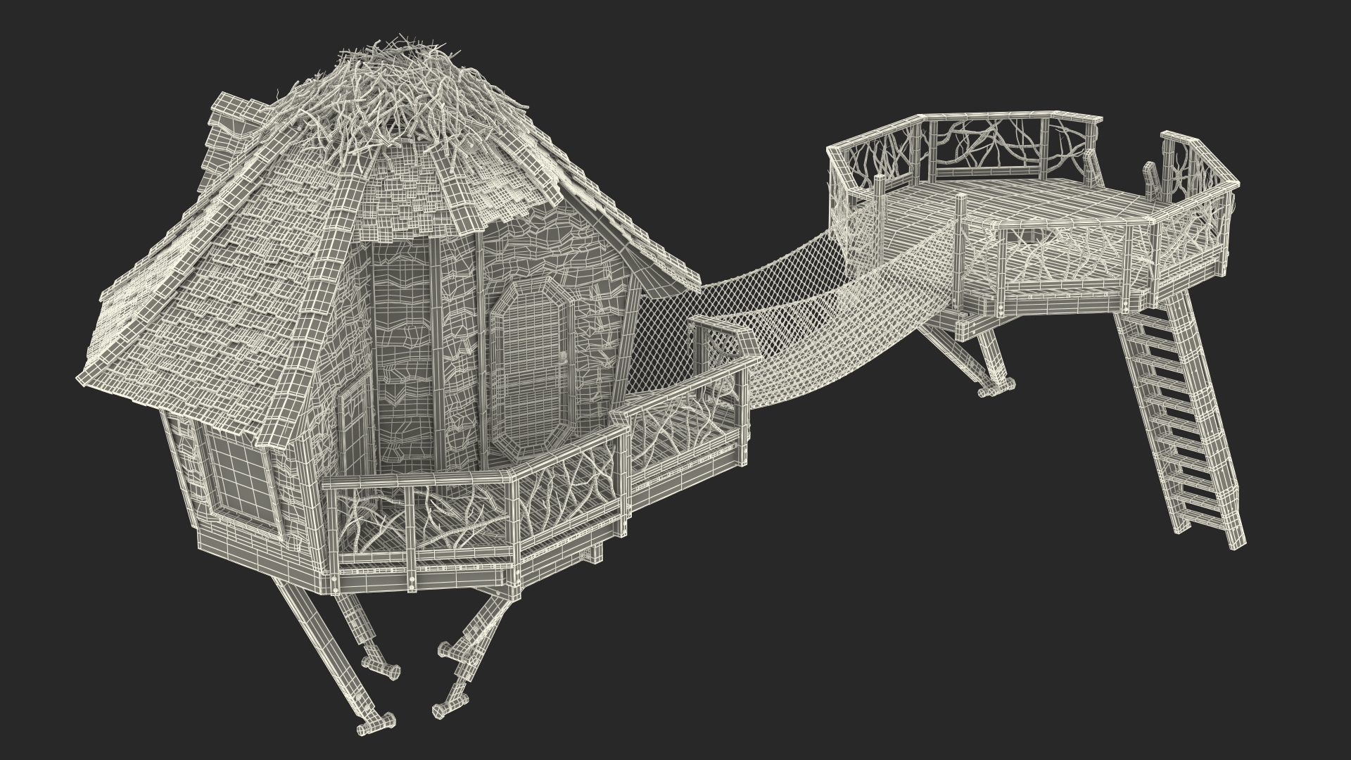 3D Wooden Tree House Large model