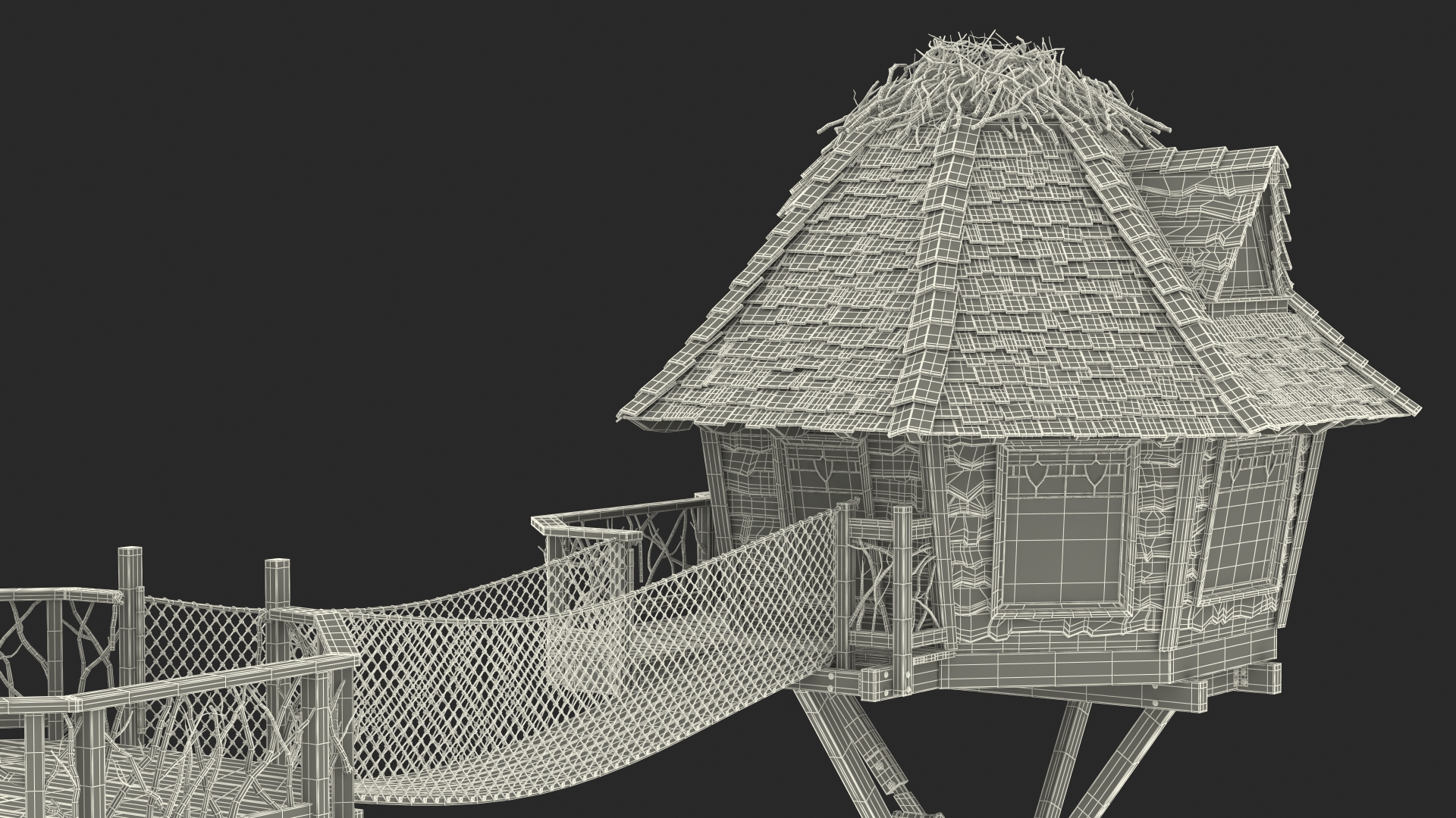 3D Wooden Tree House Large model