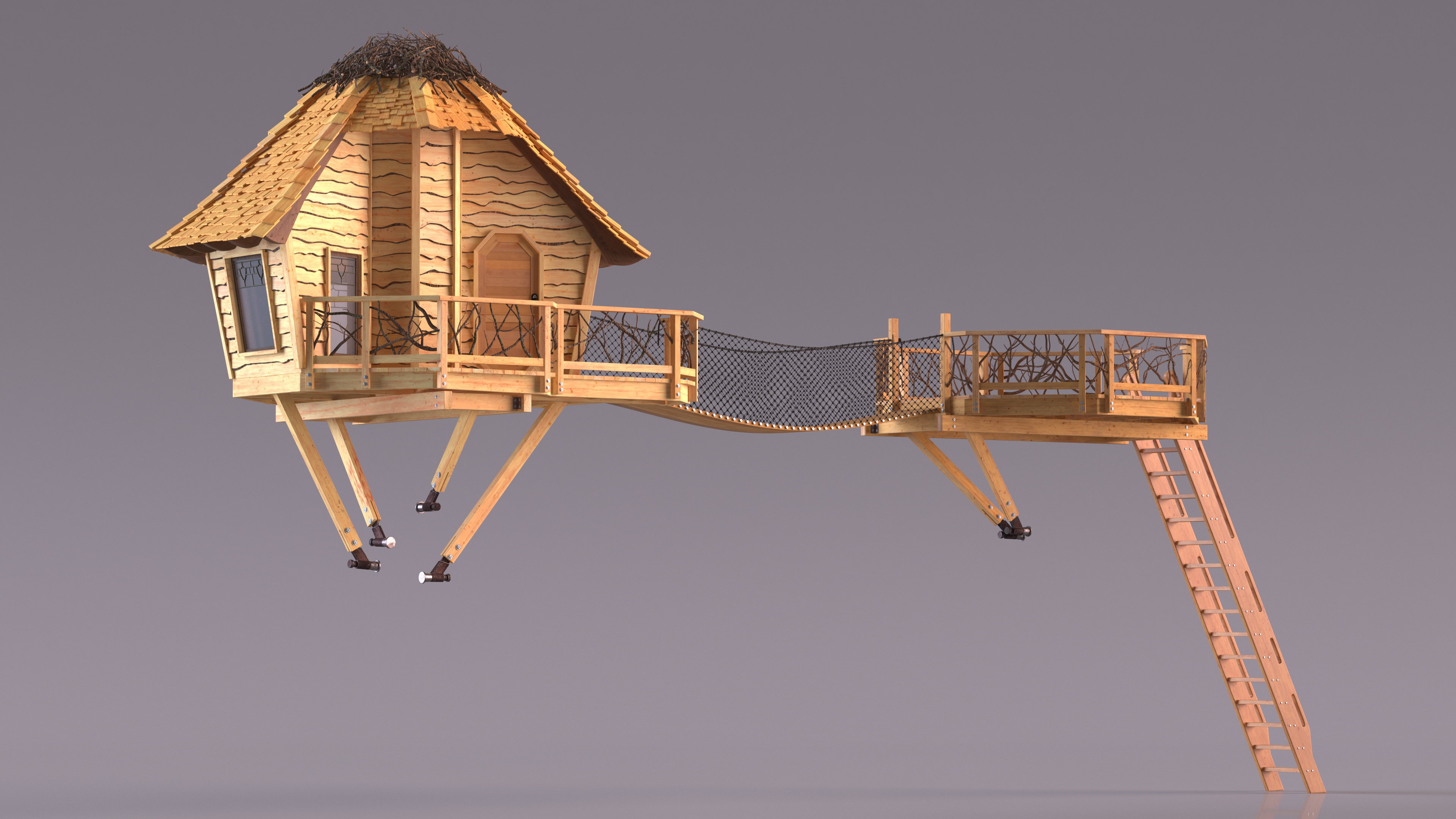 3D Wooden Tree House Large model