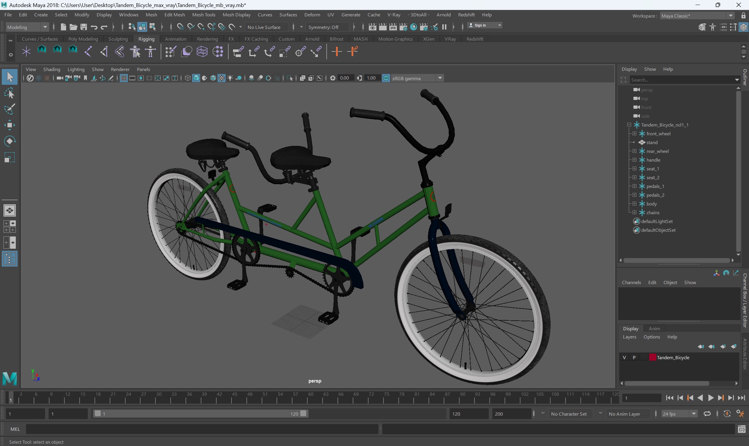 Tandem Bicycle 3D model