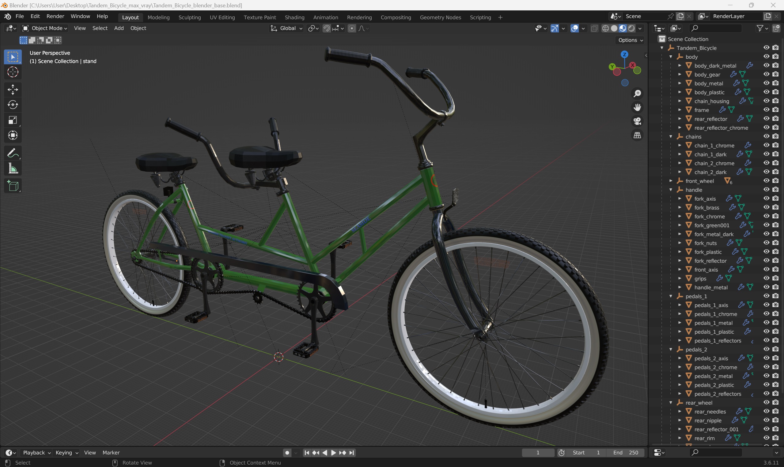 Tandem Bicycle 3D model