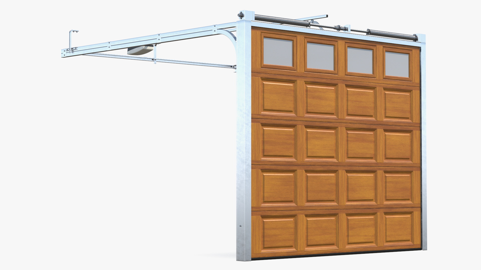 Paneled Garage Door with Windows Rigged 3D model