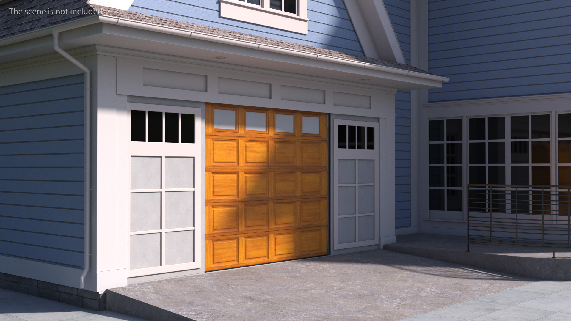 Paneled Garage Door with Windows Rigged 3D model