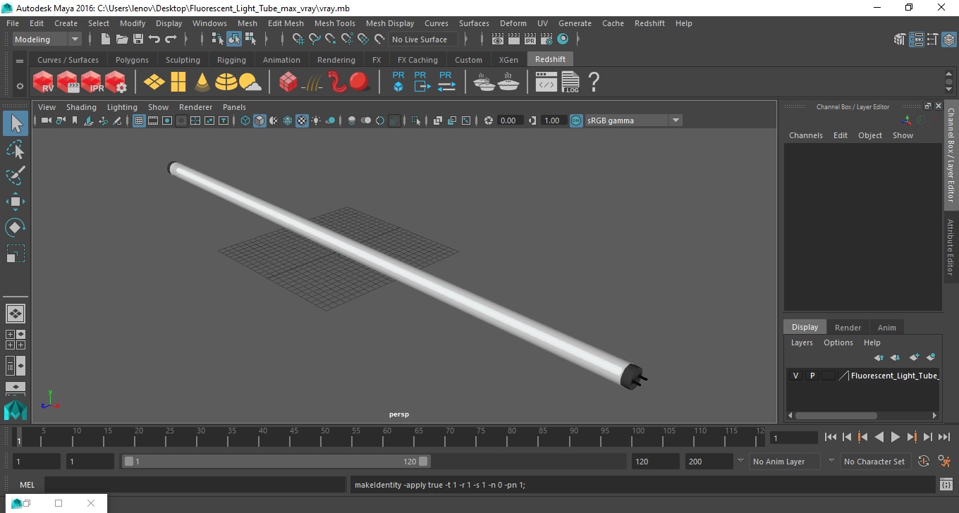 Fluorescent Light Tube 3D