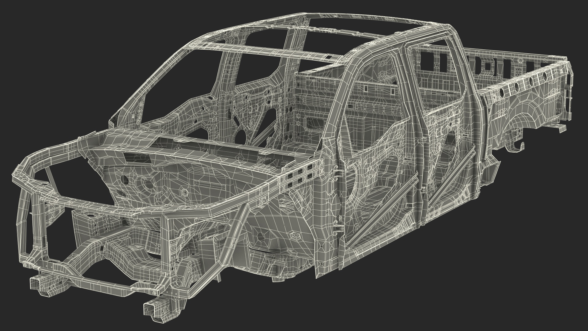 Car Frame Pickup without Hood 3D model