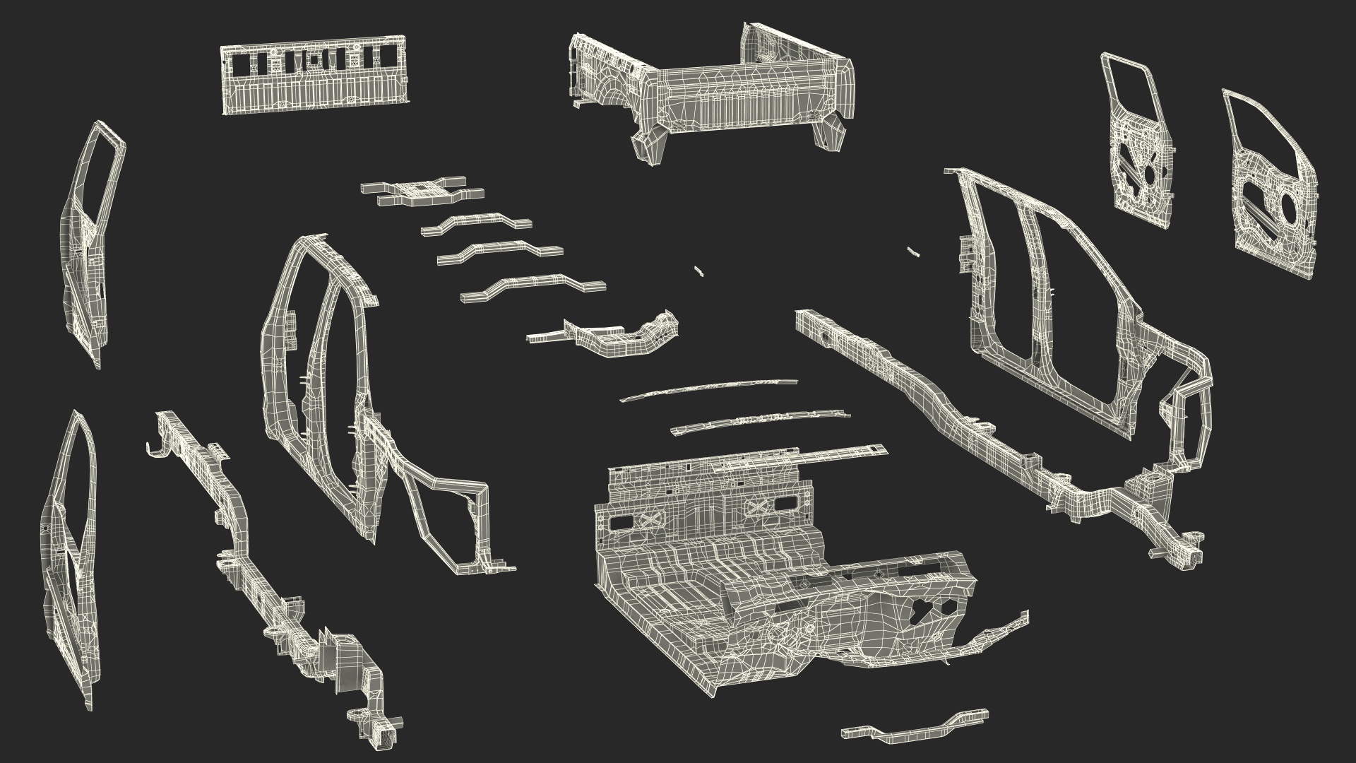 Car Frame Pickup without Hood 3D model