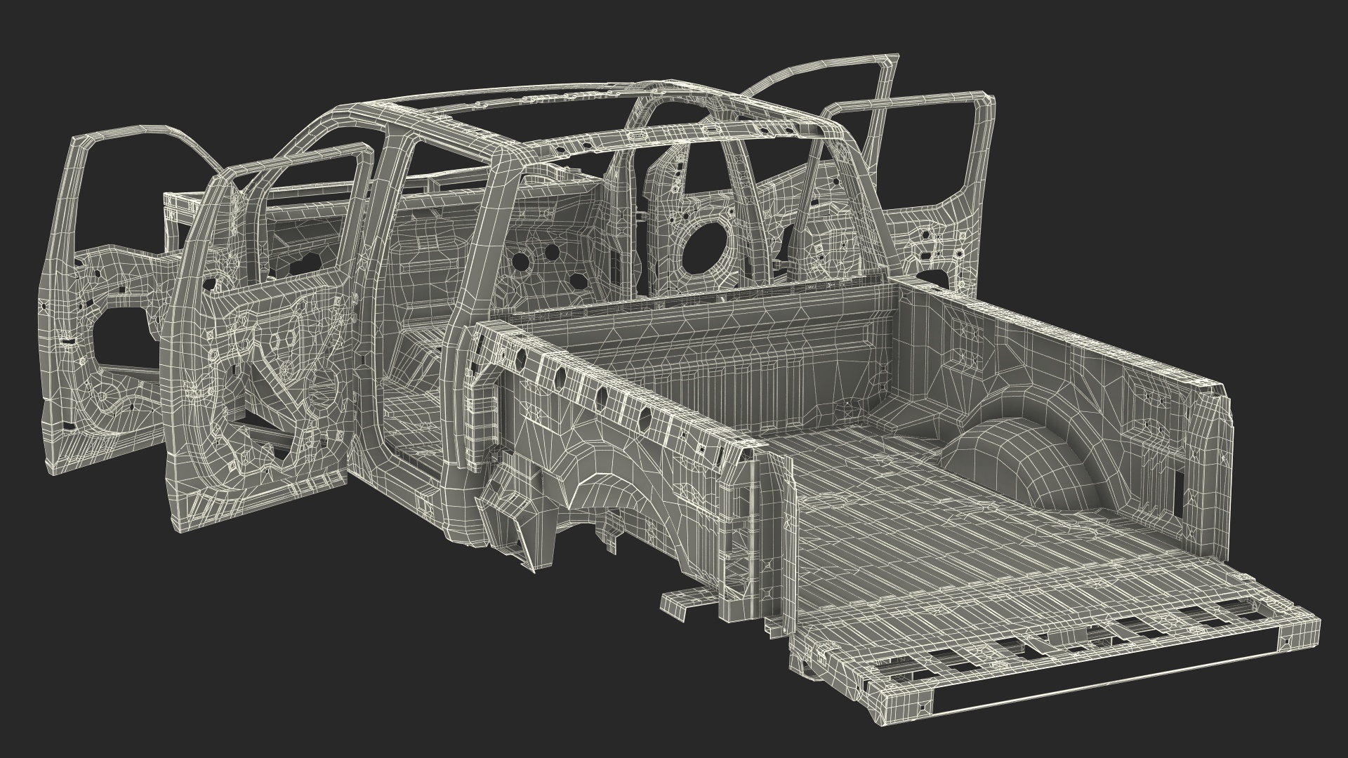 Car Frame Pickup without Hood 3D model