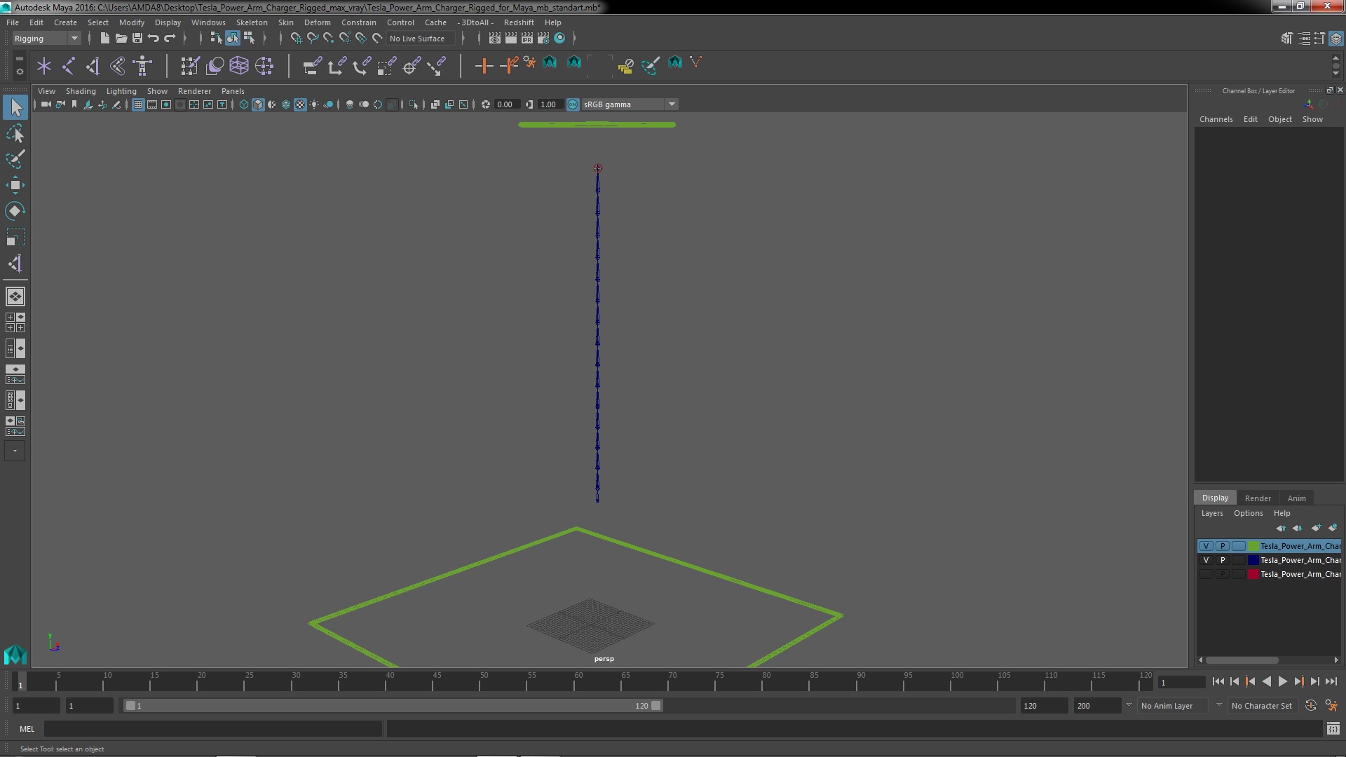 Tesla Power Arm Charger Rigged for Maya 3D model