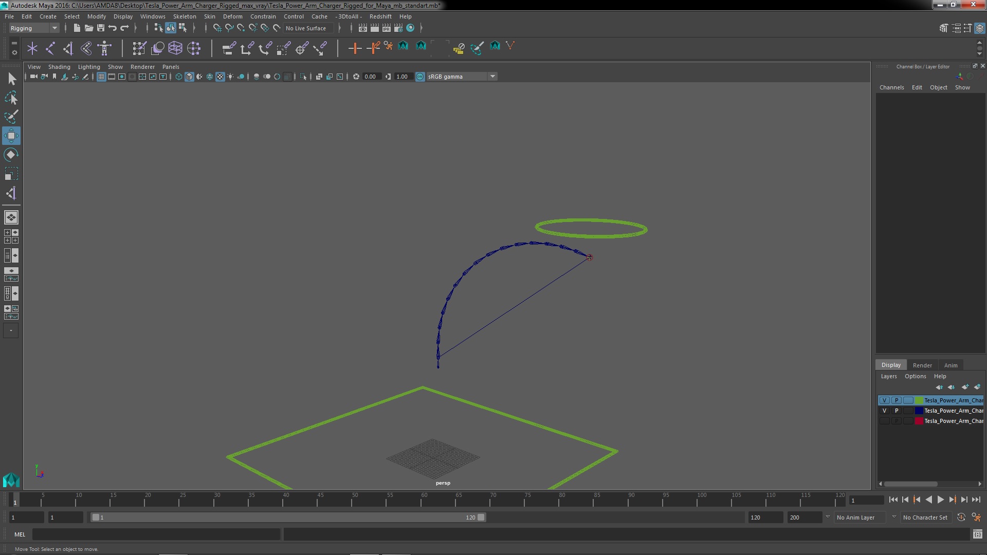 Tesla Power Arm Charger Rigged for Maya 3D model