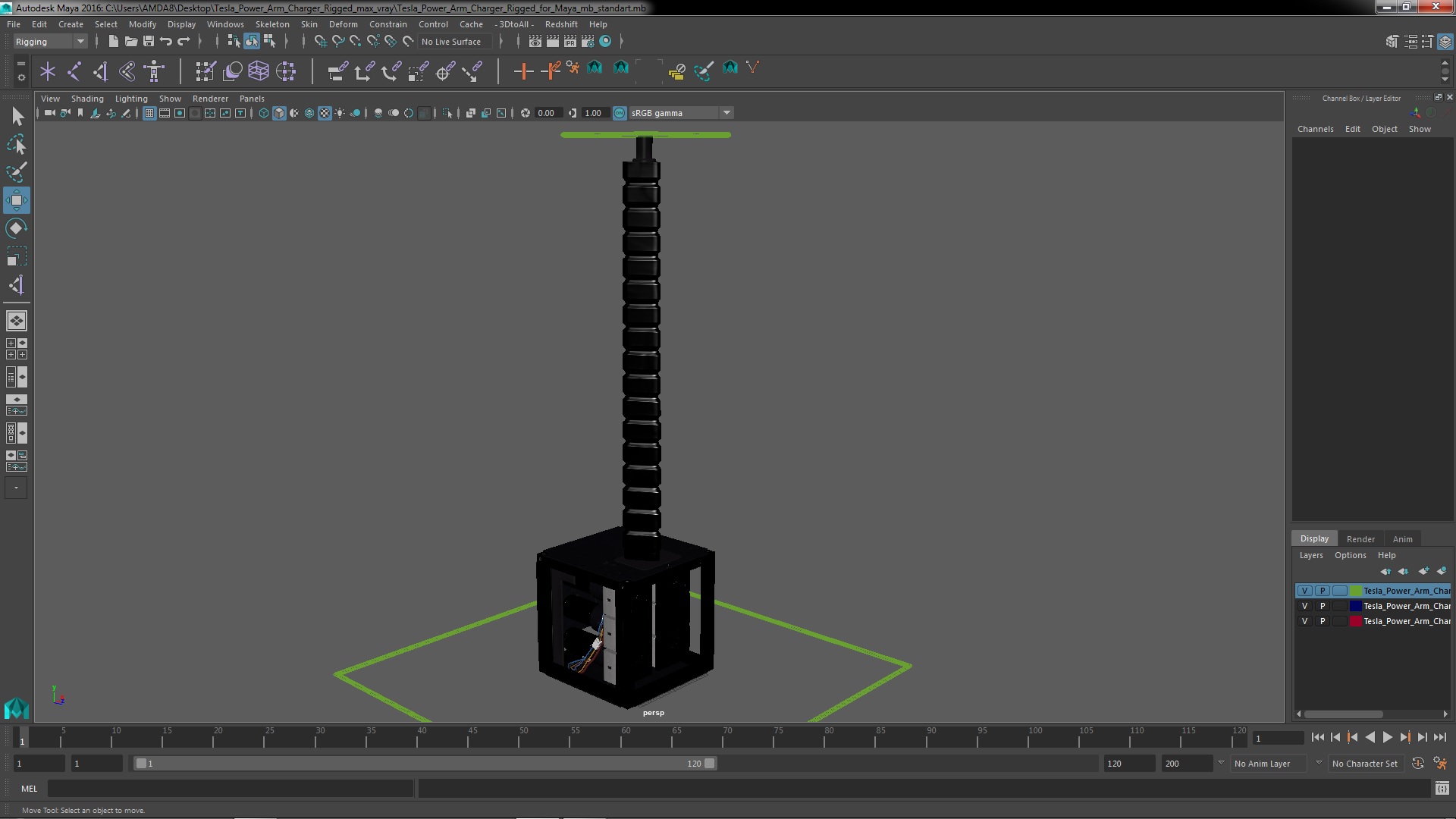 Tesla Power Arm Charger Rigged for Maya 3D model