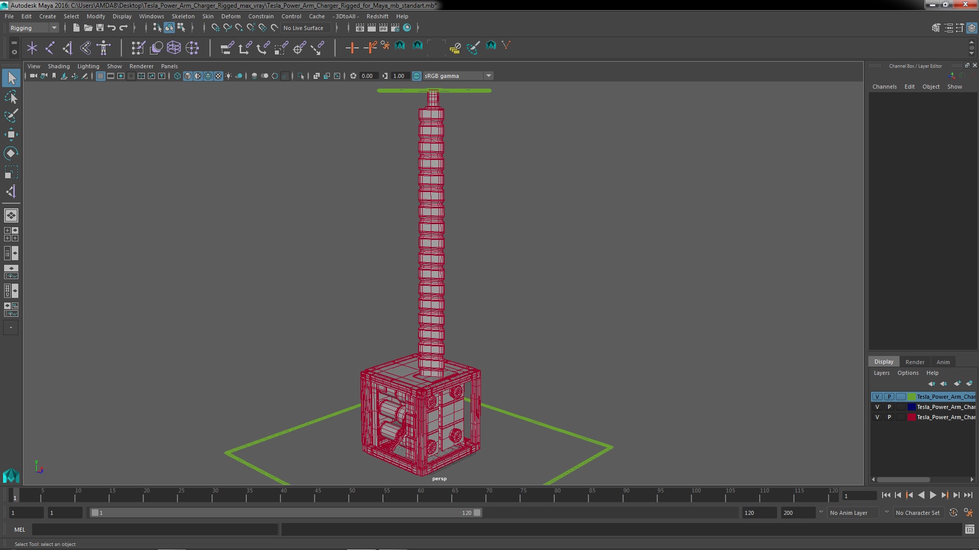 Tesla Power Arm Charger Rigged for Maya 3D model