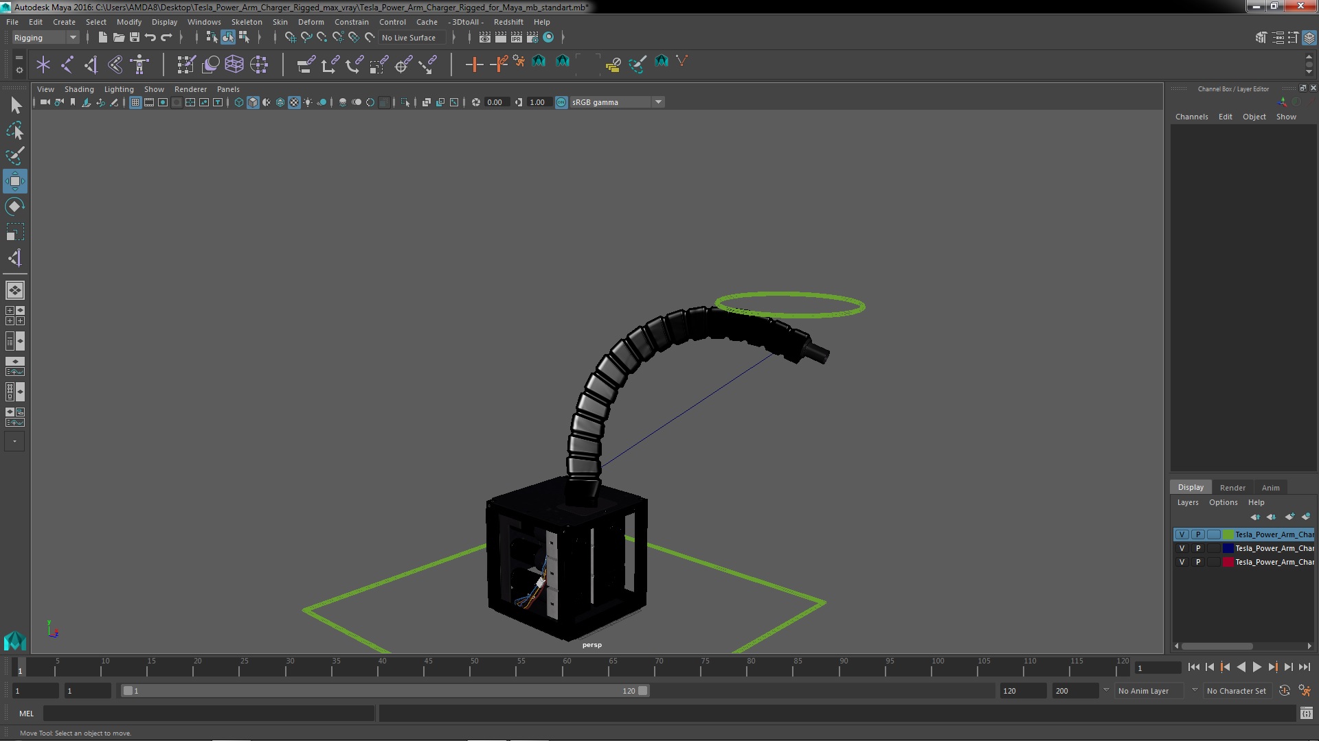 Tesla Power Arm Charger Rigged for Maya 3D model