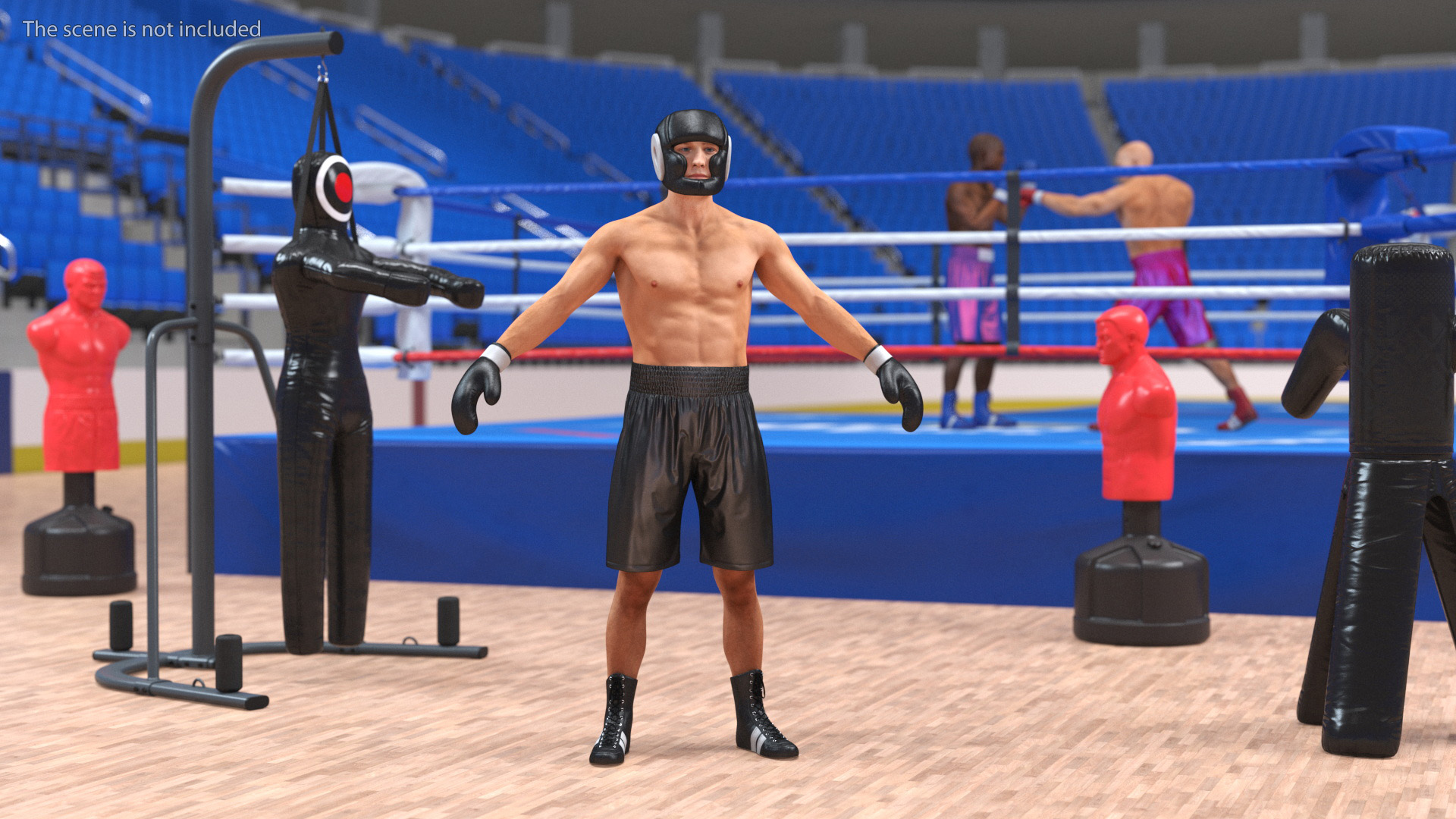 3D model Male Boxer with Headgear and Gloves