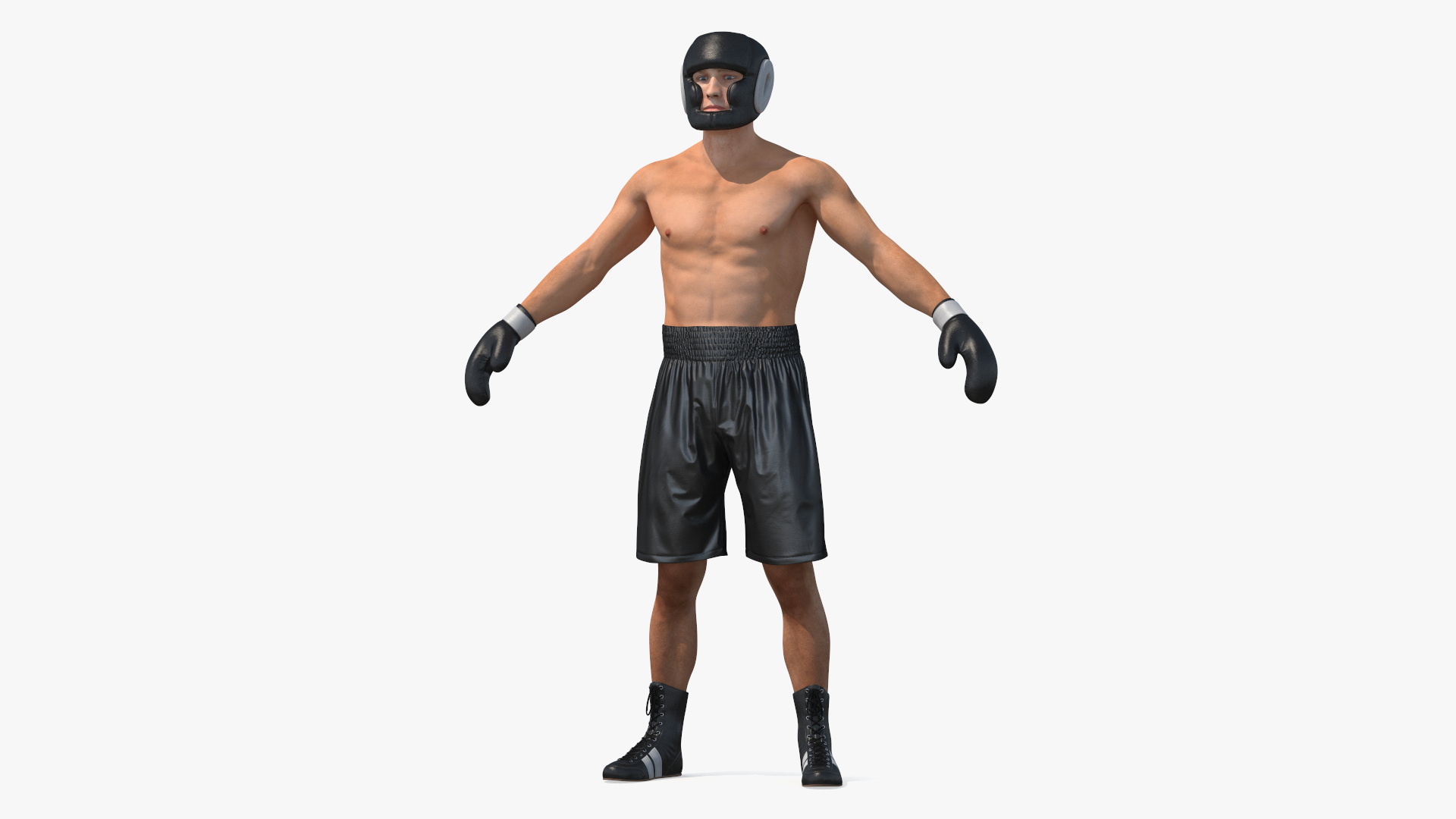 3D model Male Boxer with Headgear and Gloves