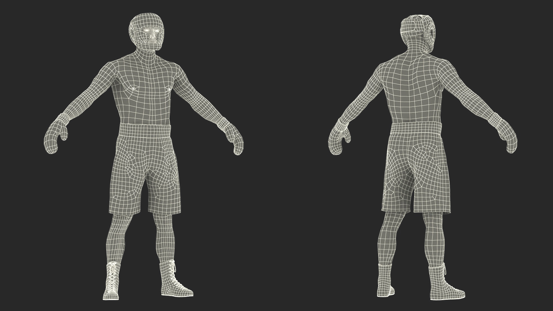 3D model Male Boxer with Headgear and Gloves