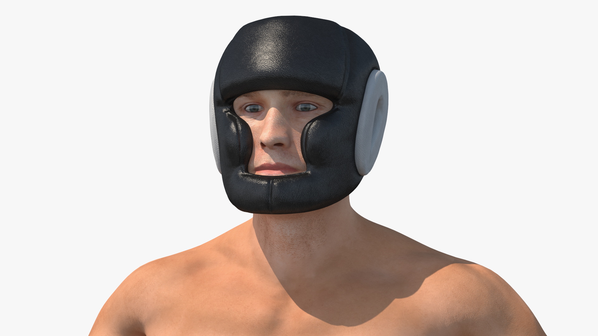 3D model Male Boxer with Headgear and Gloves