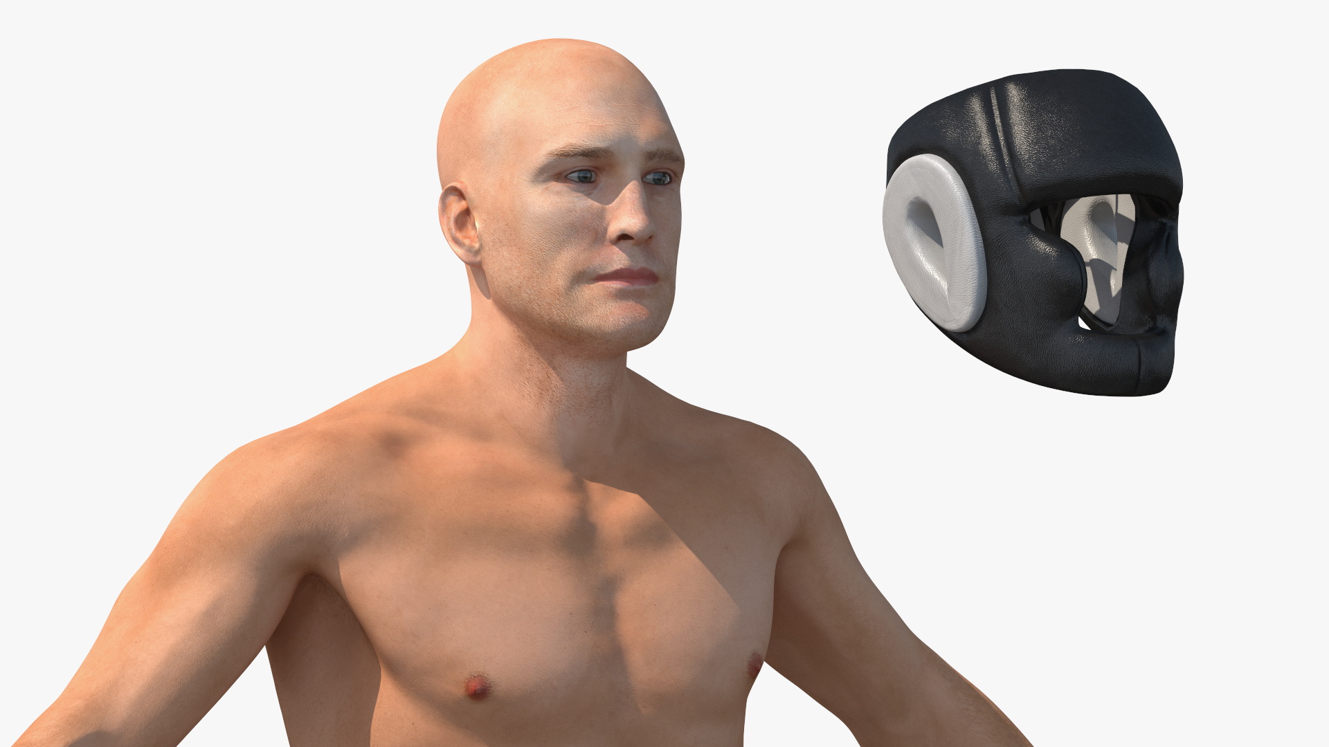 3D model Male Boxer with Headgear and Gloves