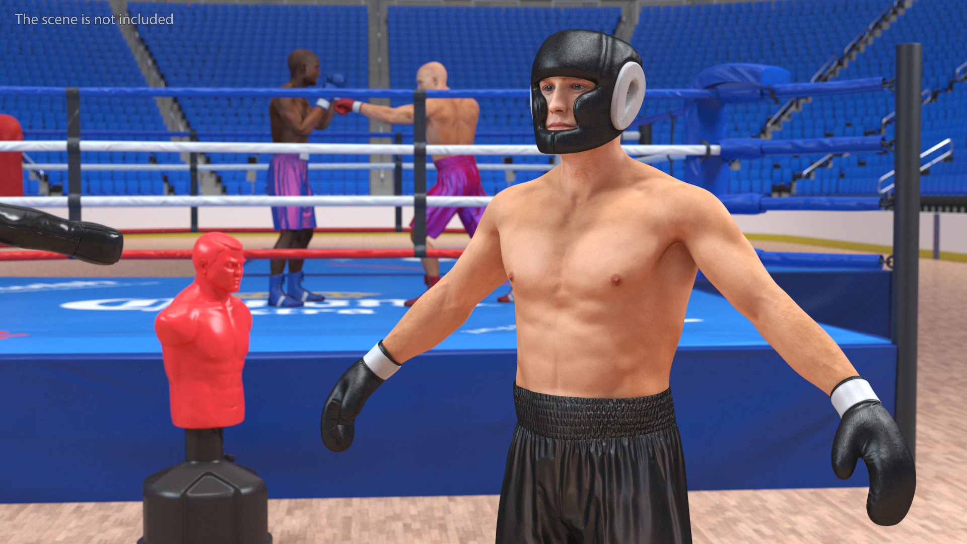 3D model Male Boxer with Headgear and Gloves