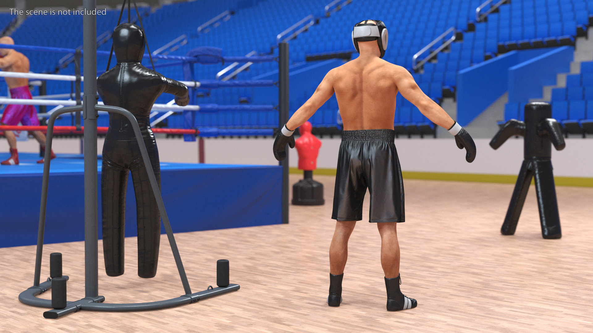 3D model Male Boxer with Headgear and Gloves