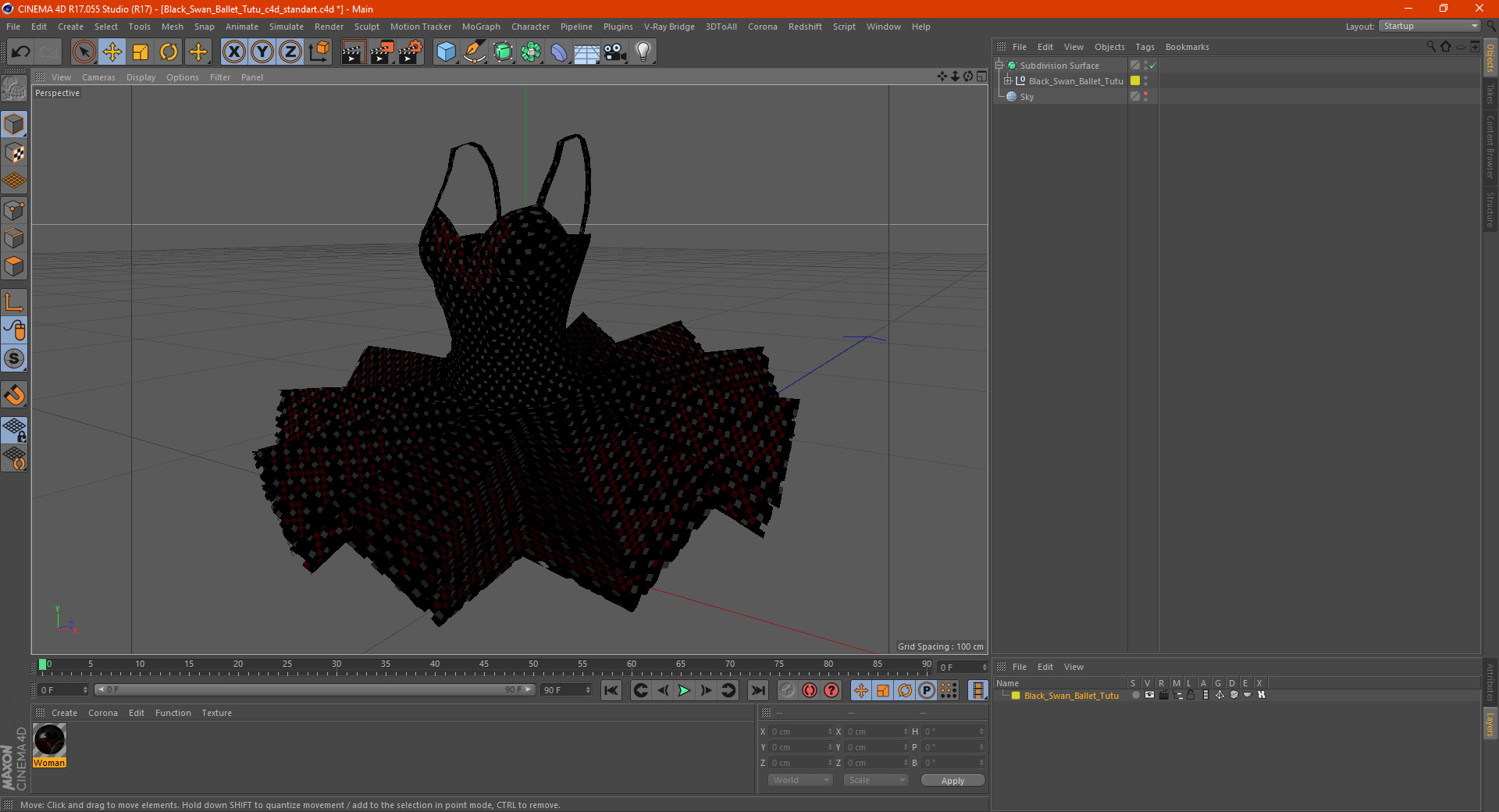 Black Swan Ballet Tutu 3D