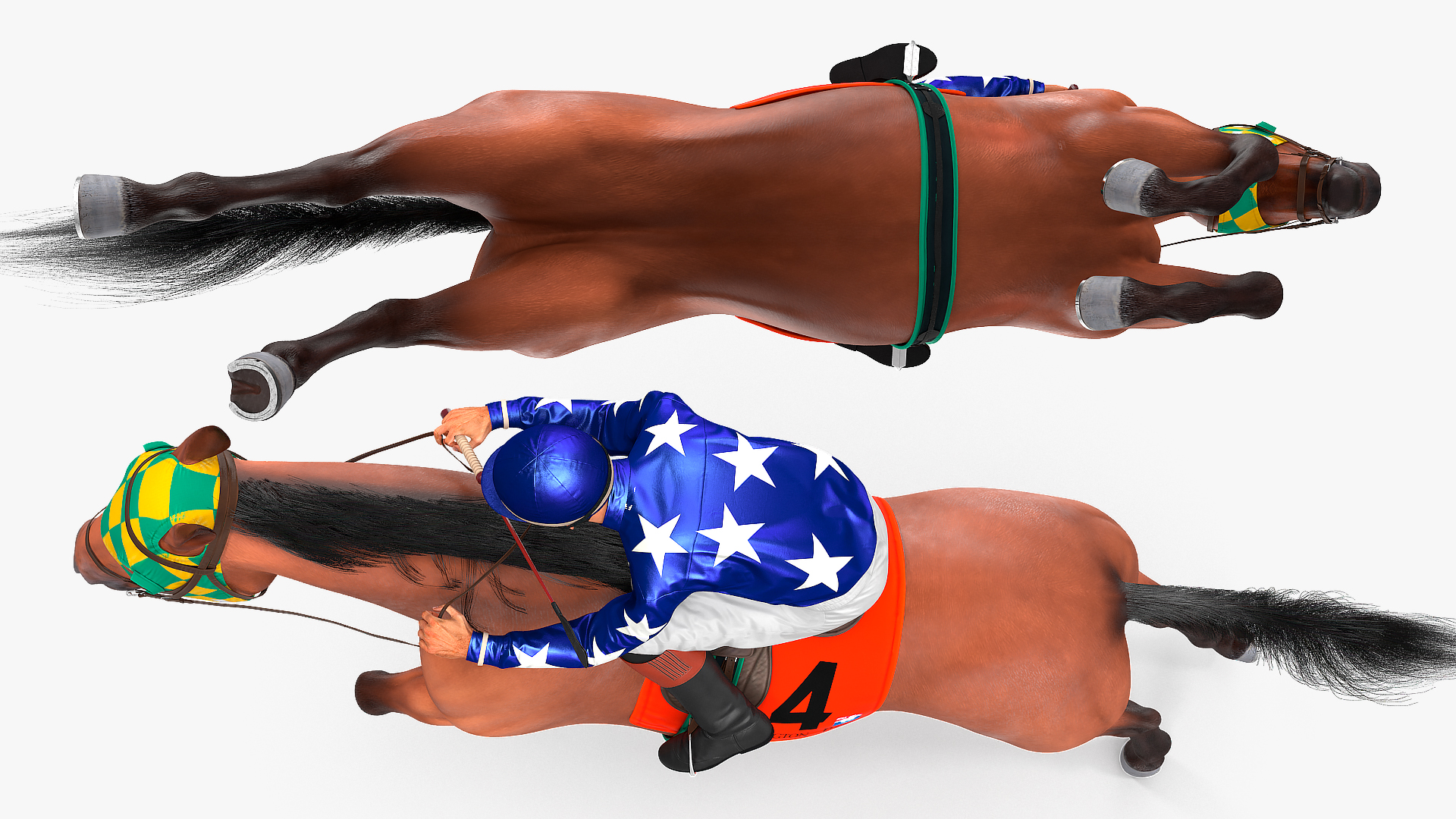 Jumping Bay Racing Horse with Jokey Fur 3D model